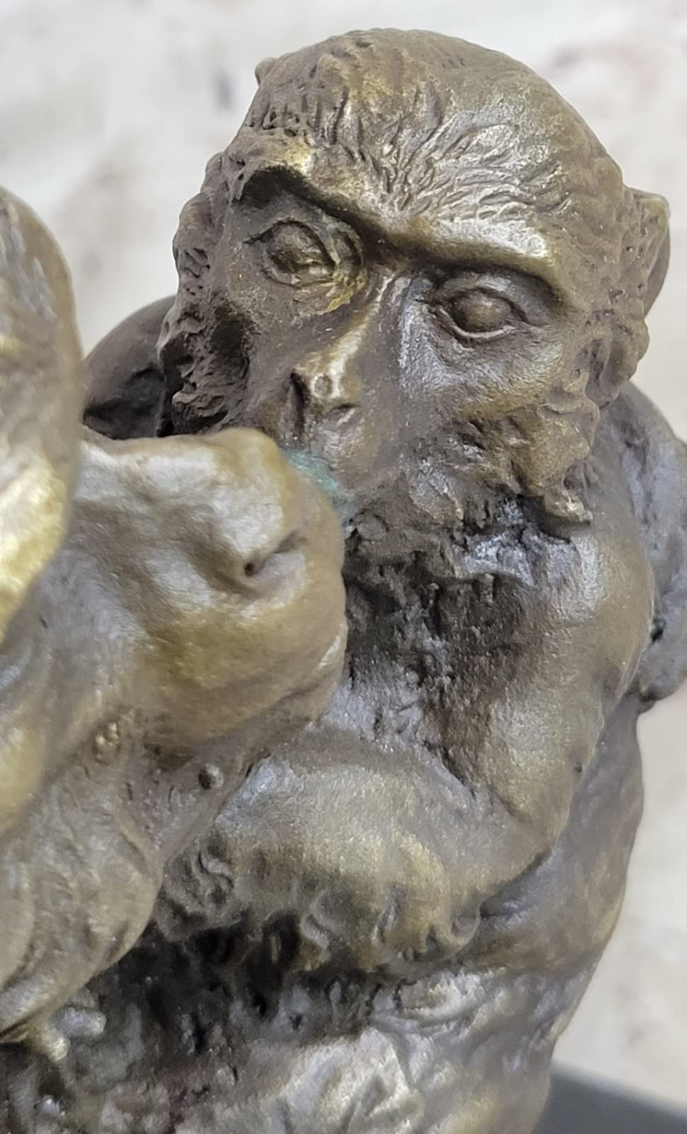 Handcrafted Bronze Gorilla & Baby Monkey Sculpture - Signed Animal Art Statue by Think Bronze | Elegant Home & Office Decor, Unique Gift for Wildlife Lovers