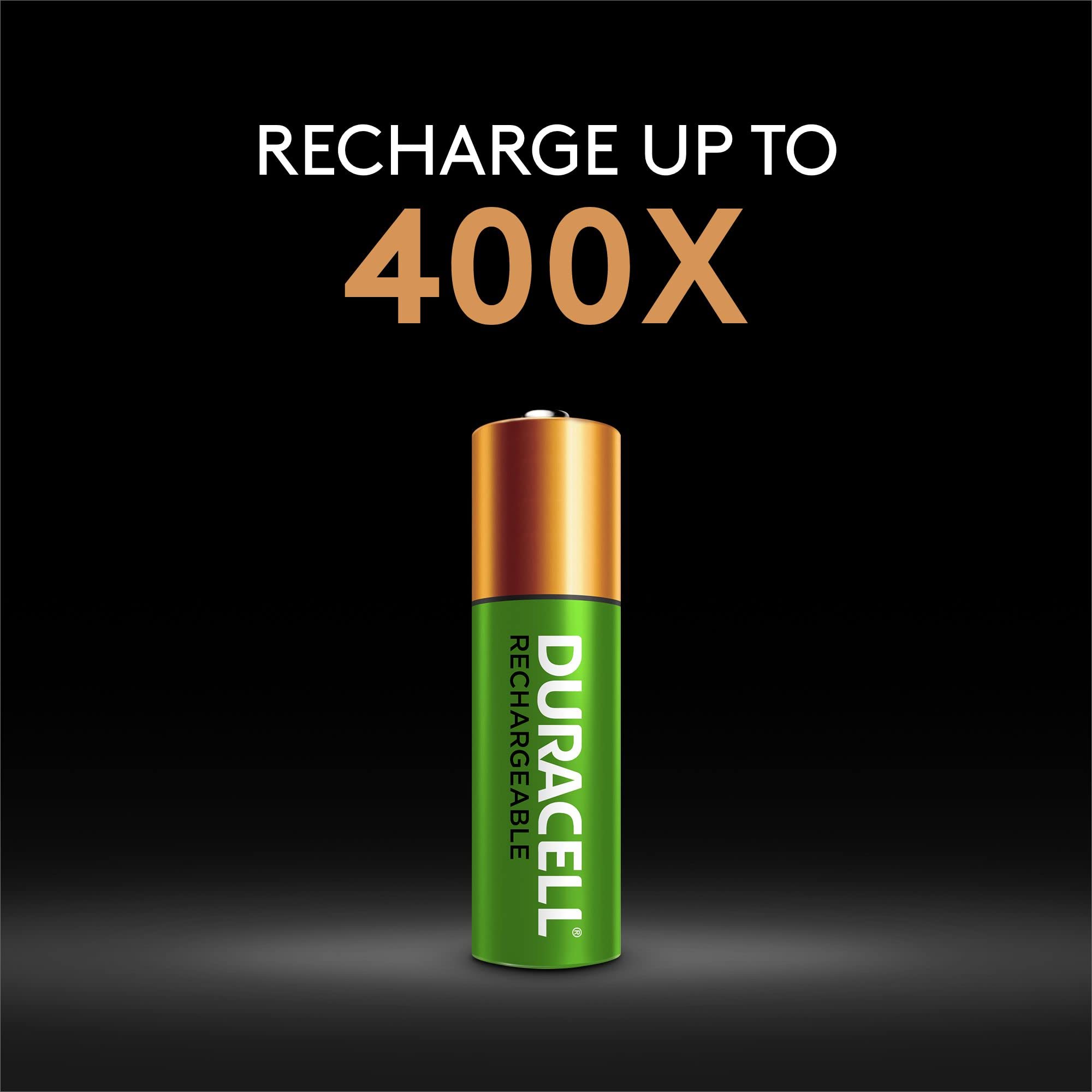 Duracell StayCharged AA Rechargeable Batteries - 4 Pack High Capacity NiMH with Power Indicator - Perfect for Cameras, Gaming Controllers & Smart Home Devices