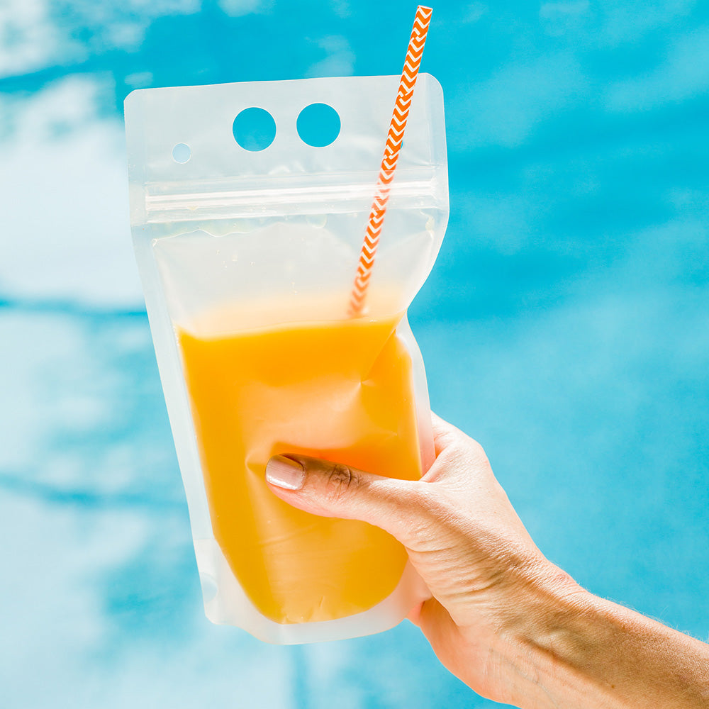 Bag Tek 17 oz Clear Plastic Drink Pouch with Single Zipper - 5 x 9 x 1.5 Inches - 100 Count Box - Perfect for Juice, Smoothies, and On-the-Go Hydration