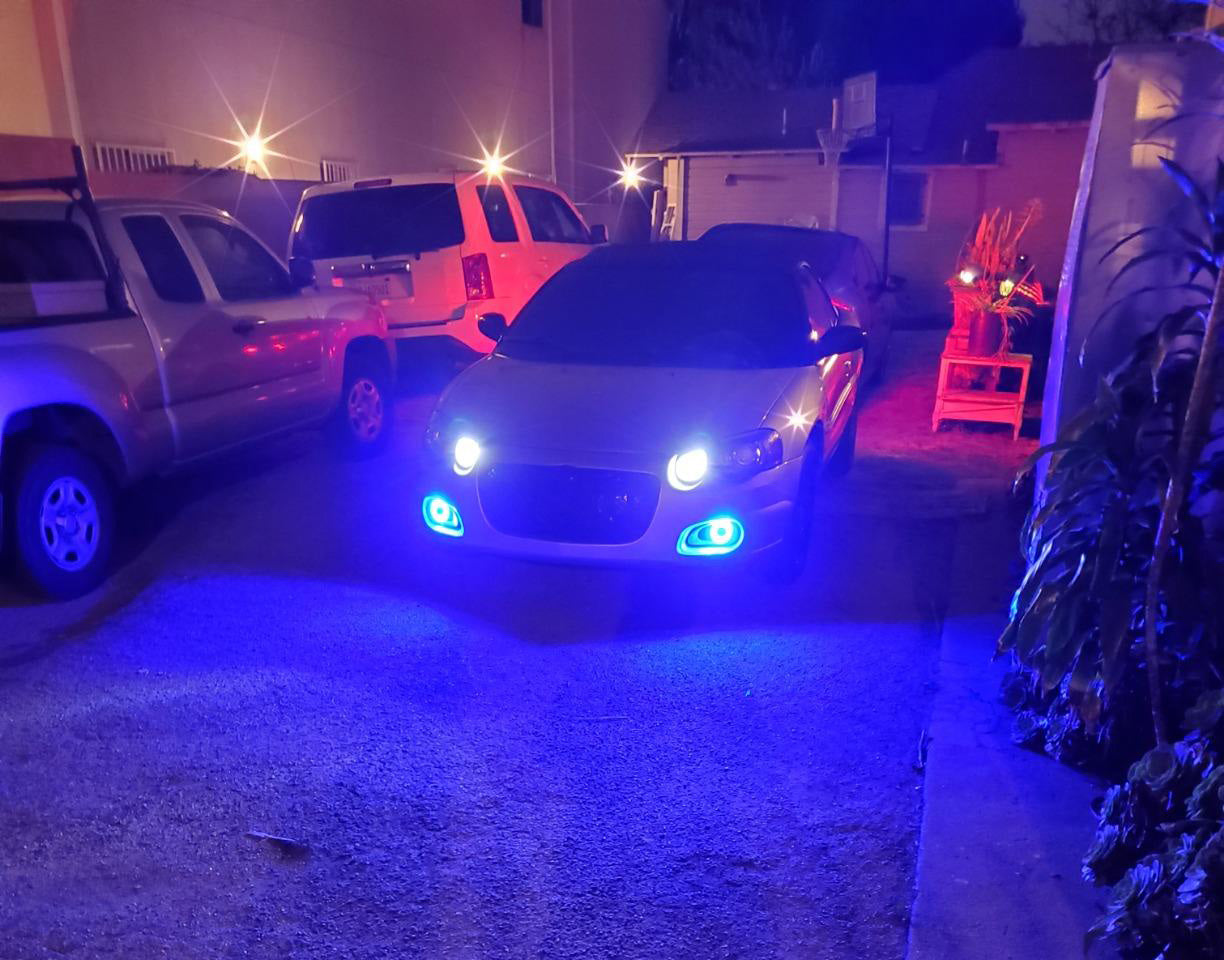 3 Pack Ultra Blue 40 LED Halo Angel Eyes Projector Fog Lights for Cars - Durable Headlight Upgrade with Bright Halo Rings for Enhanced Night Driving Visibility