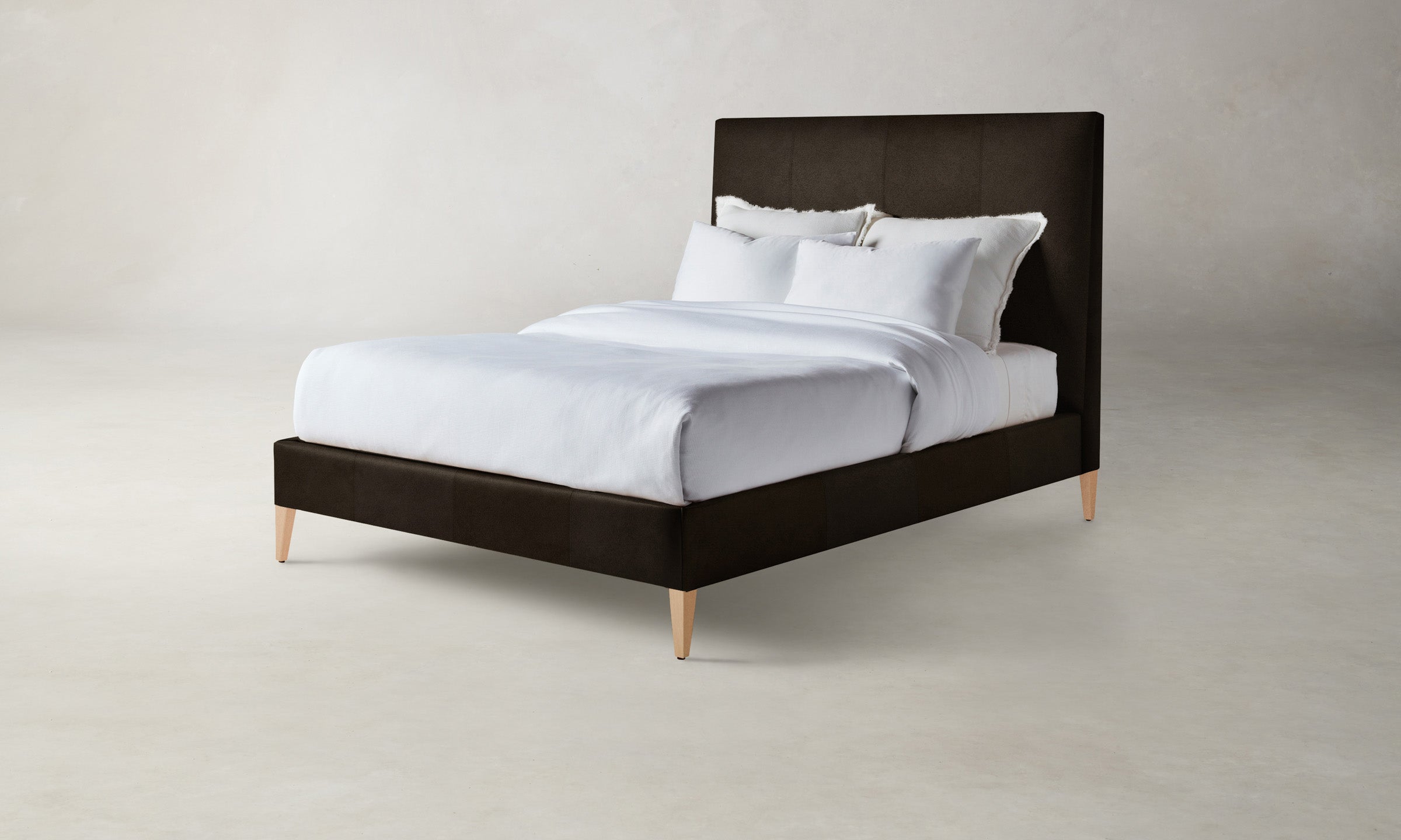 Premium Essex Bed Frame in Luxurious Nubuck Leather - Espresso Brown | Modern Bedroom Furniture for Master Suite & Guest Room