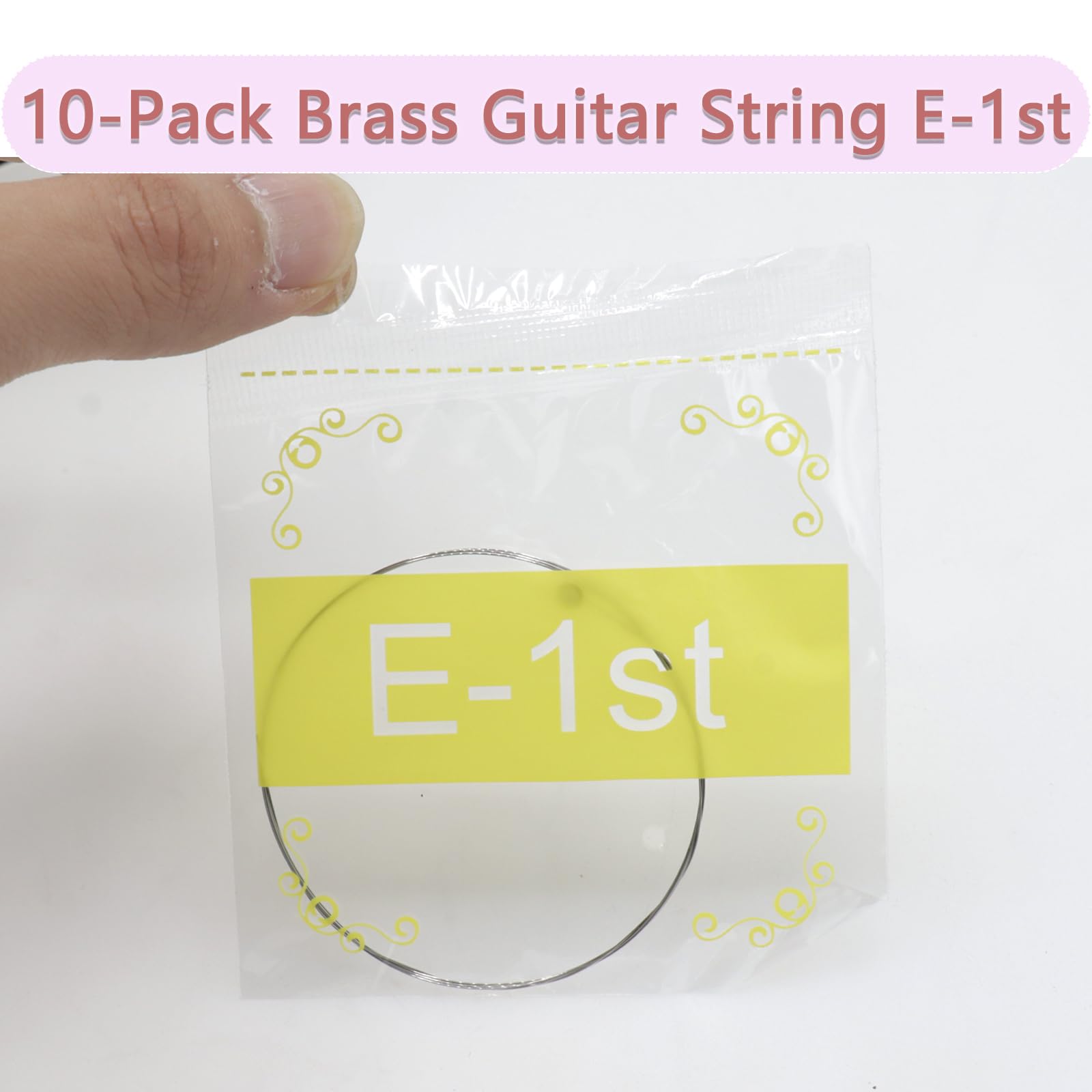 10-Pack Acoustic Guitar Strings - Brass E-1st Steel Replacement Strings for Bright Balanced Tone (High E Light Tension) | Perfect for Live Performances, Studio Recording & Guitar Maintenance