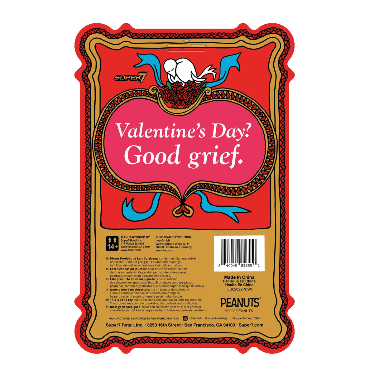 Super7 Peanuts ReAction Figure - I Hate Valentine's Day Charlie Brown Collectible Toy | Perfect for Valentine's Day Gifts, Peanuts Fans & Pop Culture Collectors