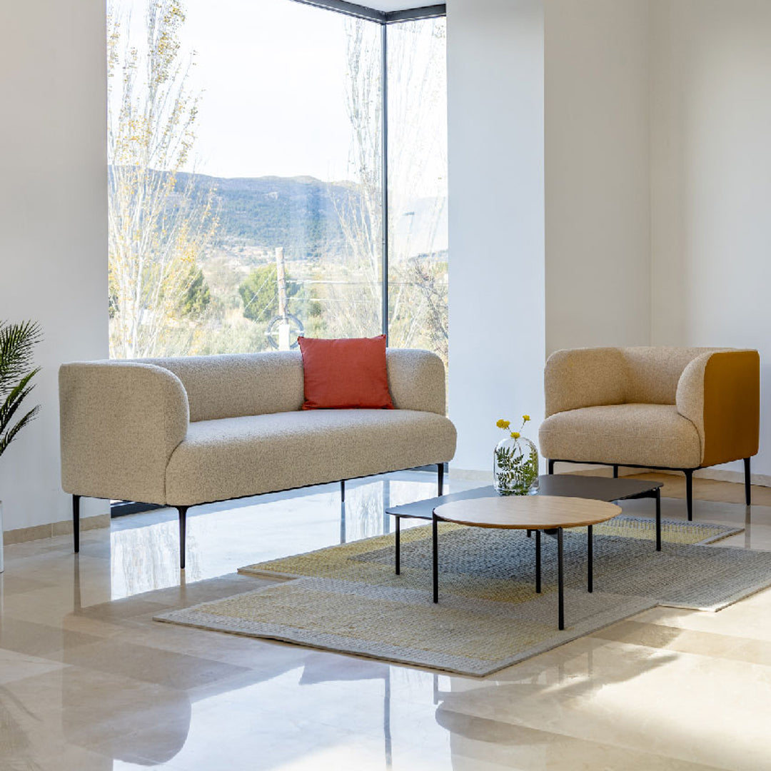 Cuic Two Seater Sofa - Modern Monochromatic Upholstered Loveseat for Living Room, Lounge & Small Spaces | Comfortable Compact Couch for Apartments, Dorms & Cozy Homes