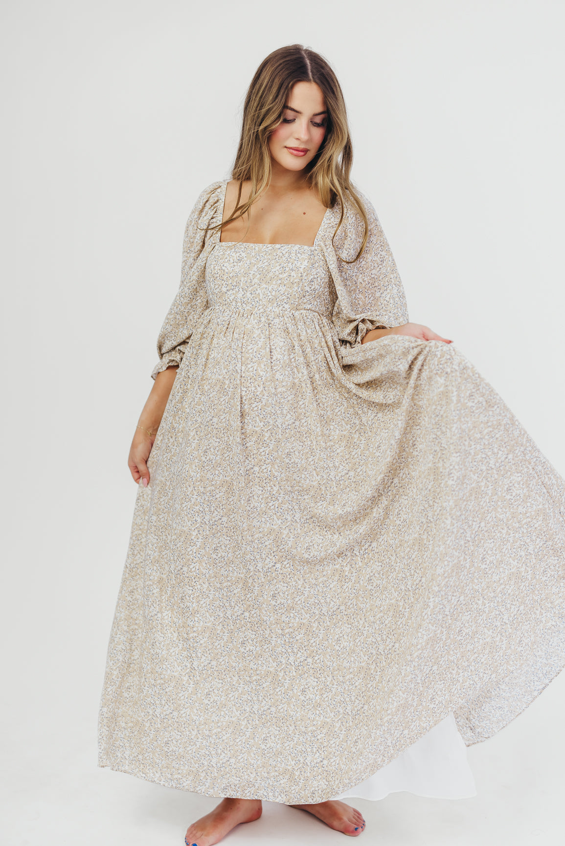 Elegant Mona 'Love Story' Maxi Dress - Bump Friendly & Inclusive Sizing (S-3XL) | Perfect for Maternity, Weddings & Special Occasions