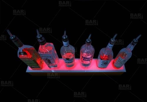 BarConic® 4-Tier LED Liquor Bottle Display Shelf - Mahogany Wood Bar Cabinet Organizer with Adjustable Shelves | Perfect for Home Bars, Restaurants & Retail Stores