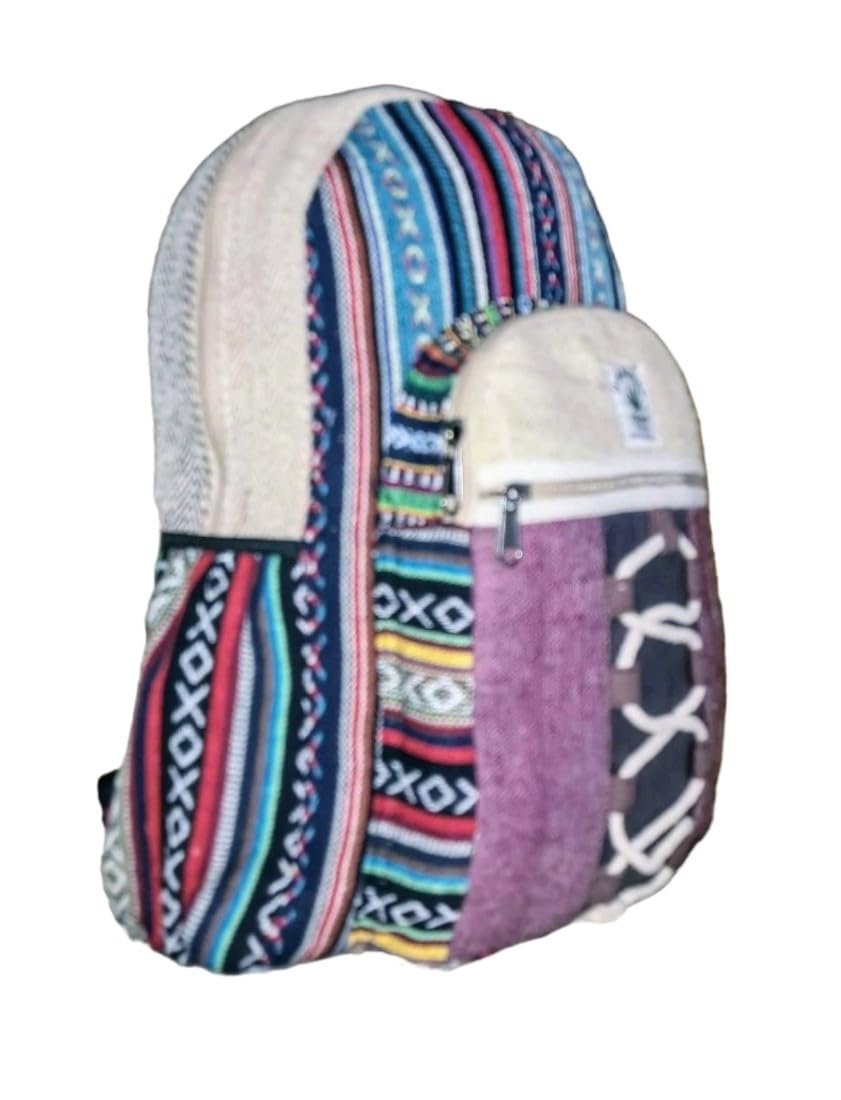 Eddika Natural Vegan Himalayan Hemp Backpack - Large Eco-Friendly Hiking & Festival Backpack for Men, Women, Boys & Girls - Perfect for Outdoor Adventures, Travel & Daily Use