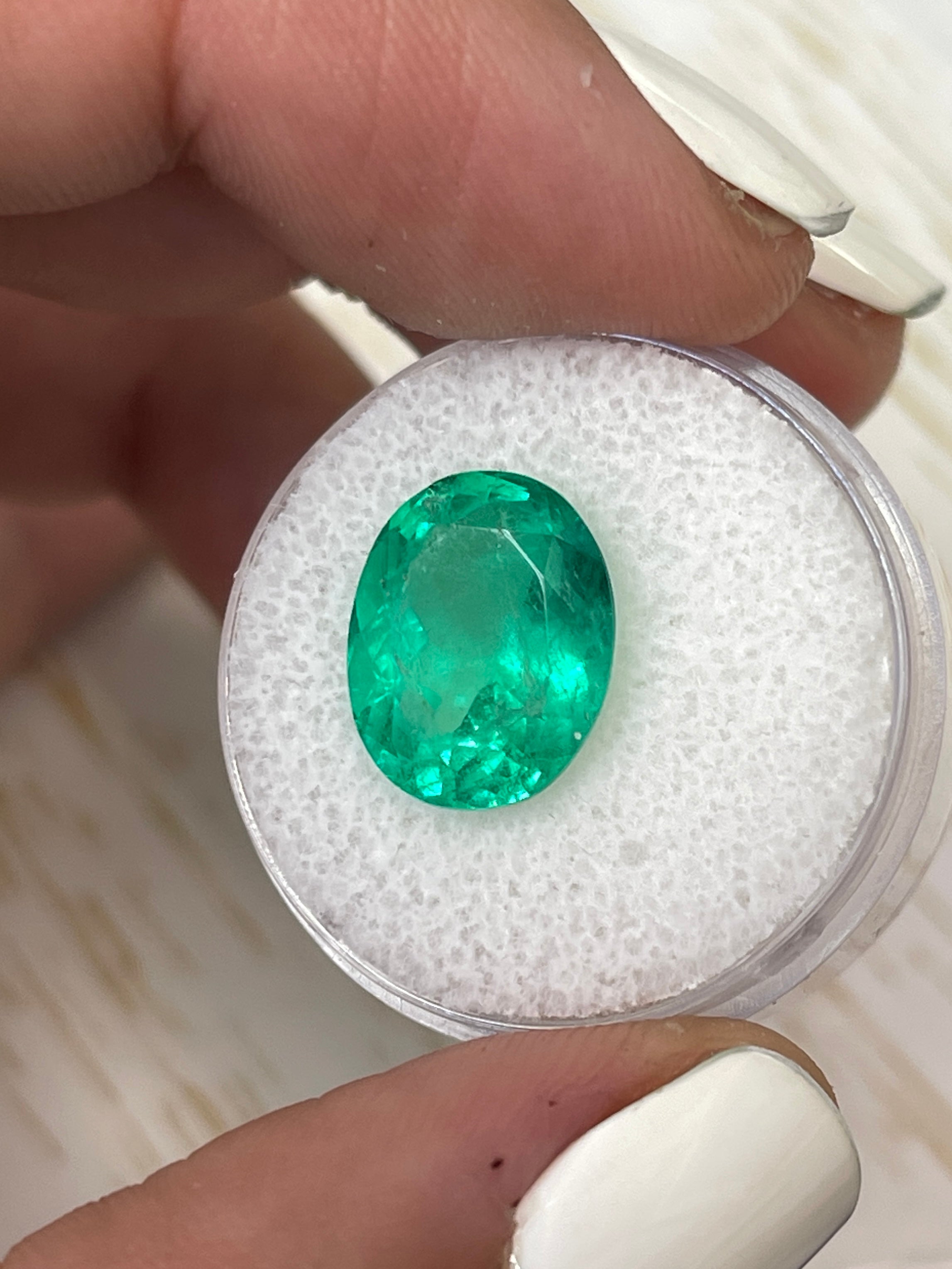 6.25 Carat 13.5x11mm Muzo Yellowish Green Natural Loose Colombian Emerald Oval Cut Gemstone for Jewelry Making, Engagement Rings & Luxury Gifts