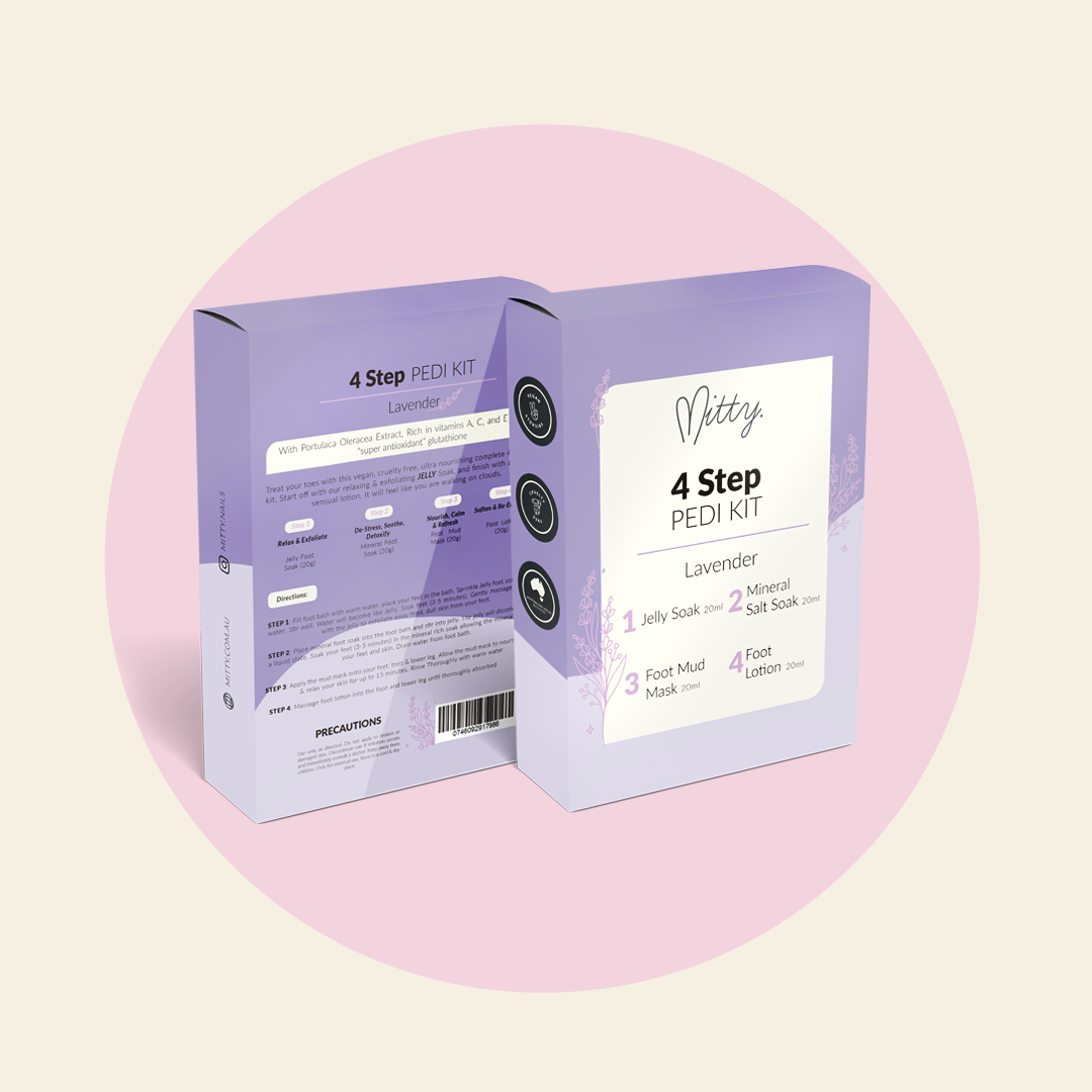 Mitty 4-Step Pedicure Kit with Lavender Jelly Soak - At-Home Foot Care for Soft & Smooth Feet | Perfect for Spa Day, Self-Care & Gift Giving