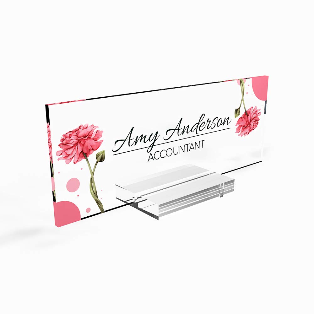 Personalized Office Desk Name Plate - Custom Back to School Sign for Home & Office Decor - Tropical Pink Nameplate (8”x3”) - Perfect for Teachers, Students & Professionals