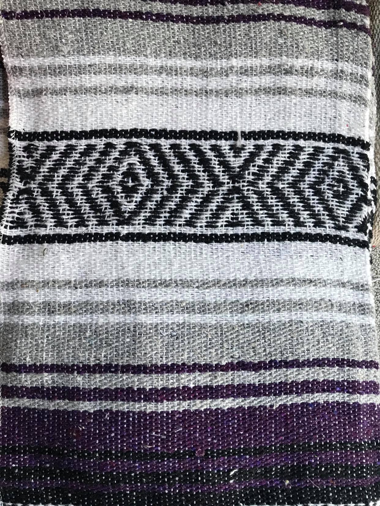 Authentic Mexican Falsa Blanket - Soft Yoga, Beach, Camping, Picnic & Car Blanket - Cozy Home Throw Blanket for Outdoor & Indoor Use (Purple)
