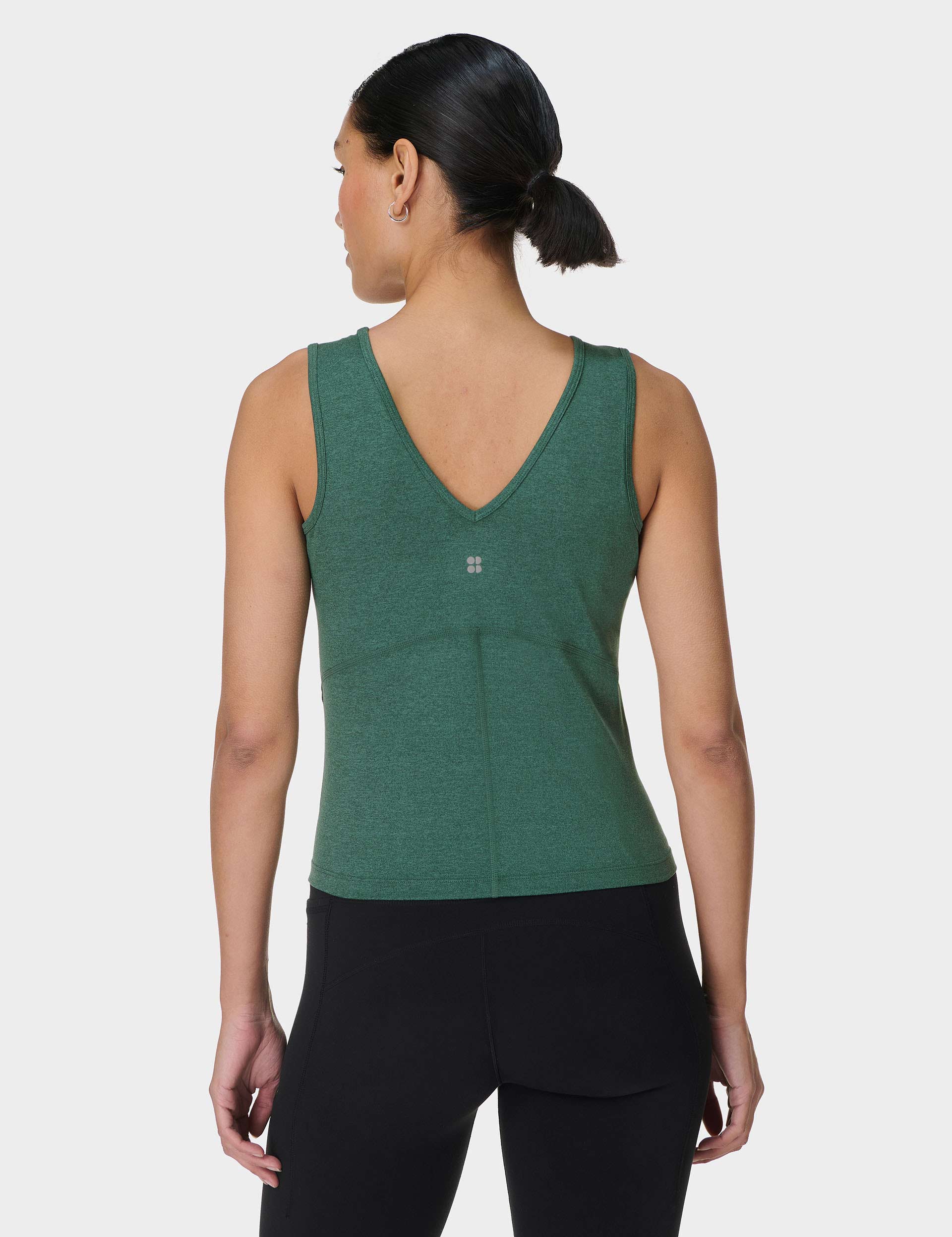 Gaia V Neck Tank Top for Women - Soft Breathable Glade Green Marl Casual Shirt - Perfect for Yoga, Gym, and Everyday Wear