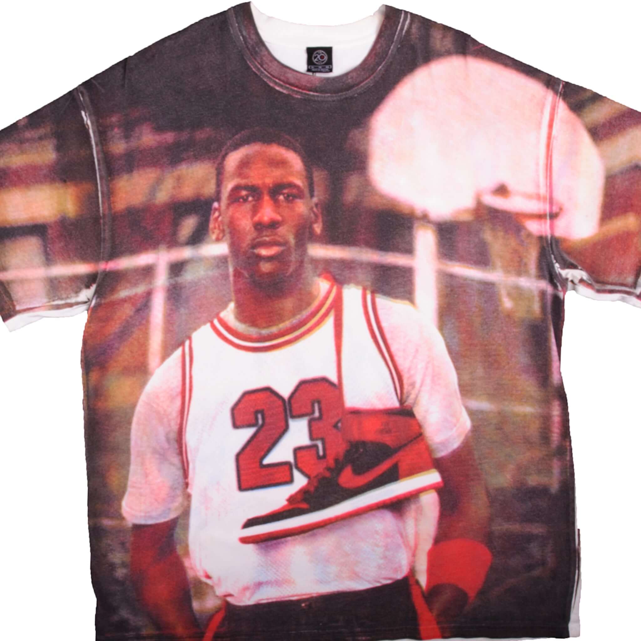 Vintage Air Jordan 20th Anniversary All Over Print T-Shirt (1985-2005) - XL Size - Retro Basketball Jersey for Men - Perfect for Casual Wear, Street Fashion & Sneakerhead Collections