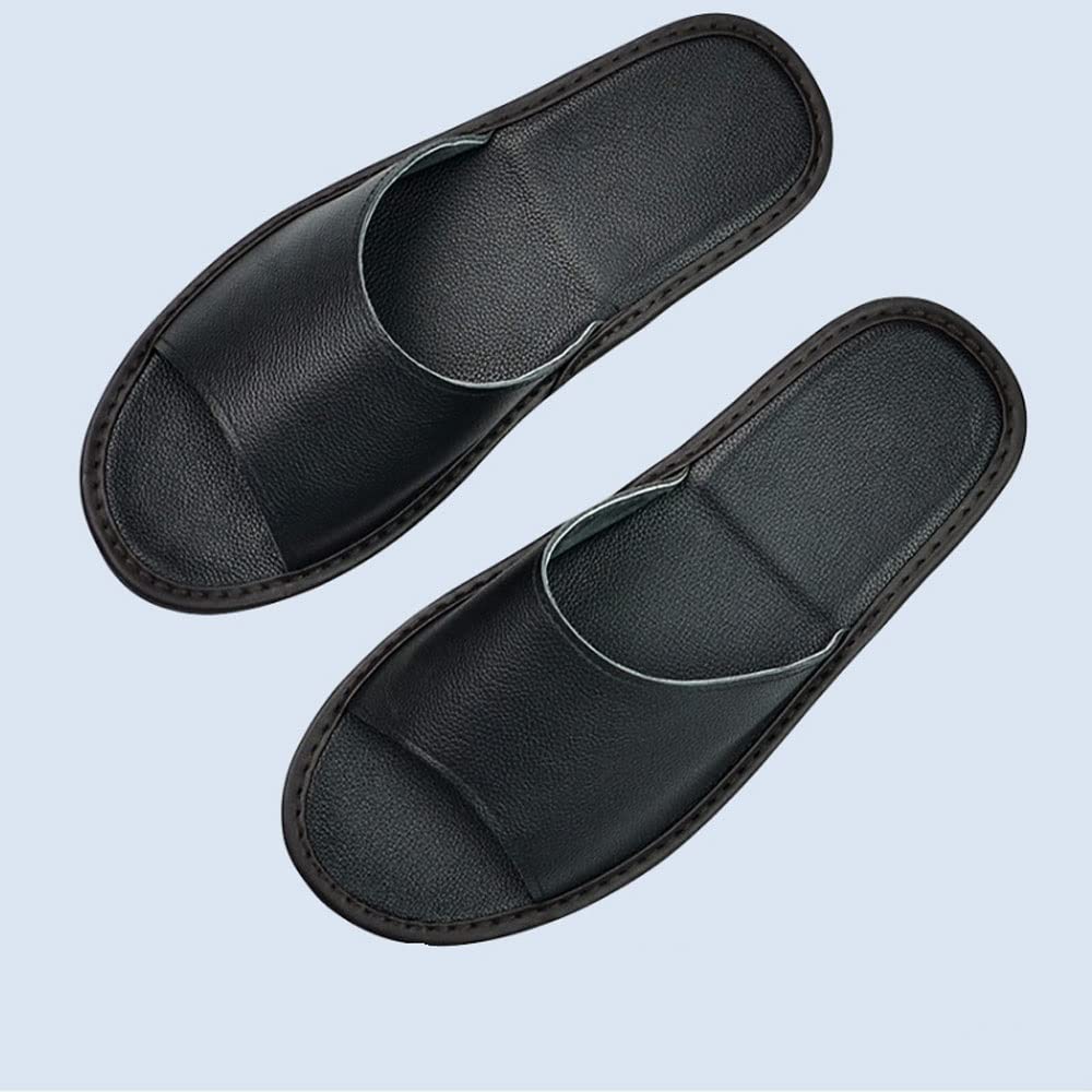 Premium Cowhide Leather House Slippers for Men & Women - Comfortable Wooden Floor Slippers for Spring Summer Fall - Size 46/47 (Color B) - Ideal for Indoor Relaxation, Lounging & Home Comfort