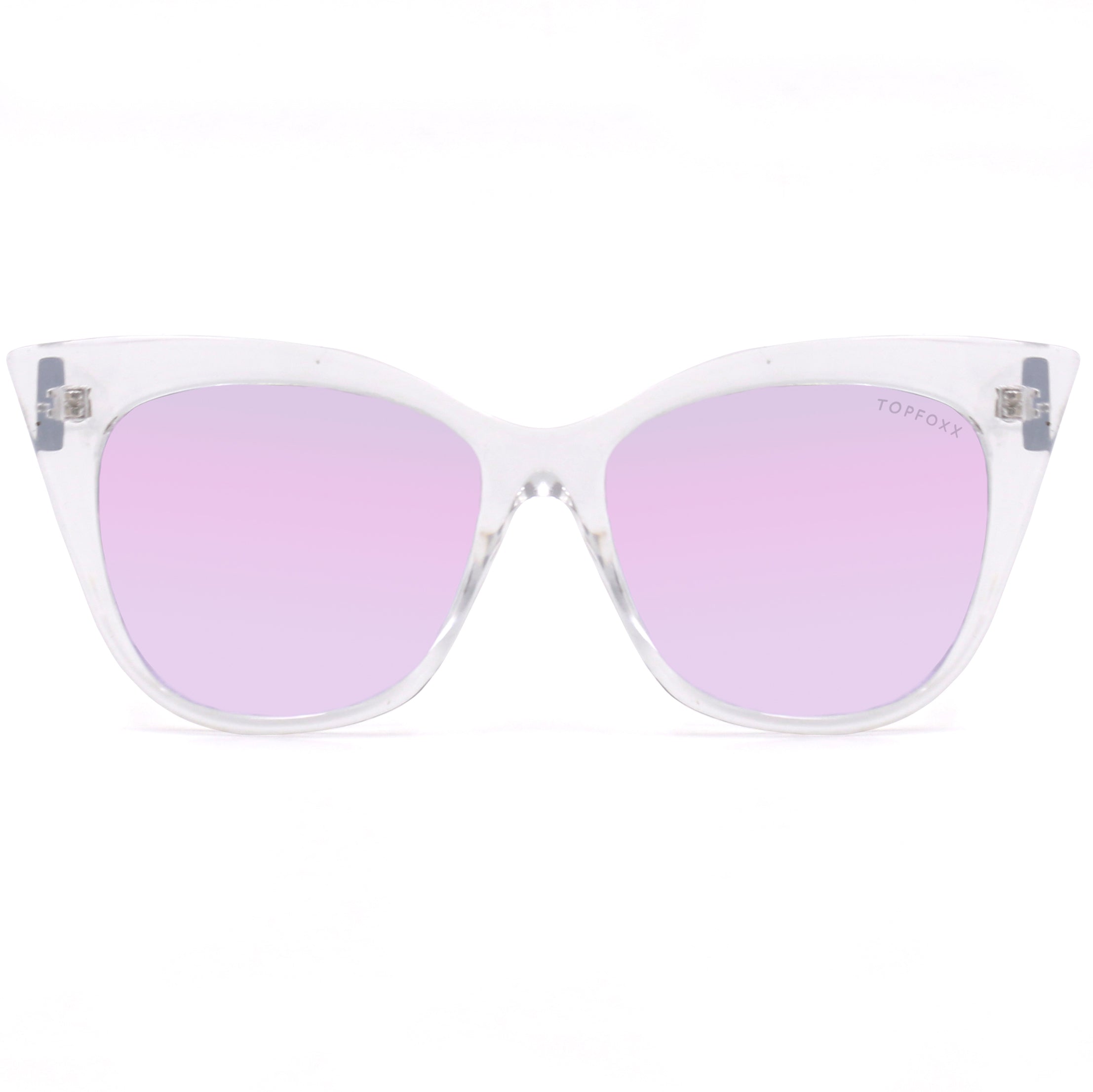 Venice Cateye Sunglasses - Clear Purple UV Protection Fashion Shades for Women & Men | Perfect for Beach, Driving & Outdoor Activities