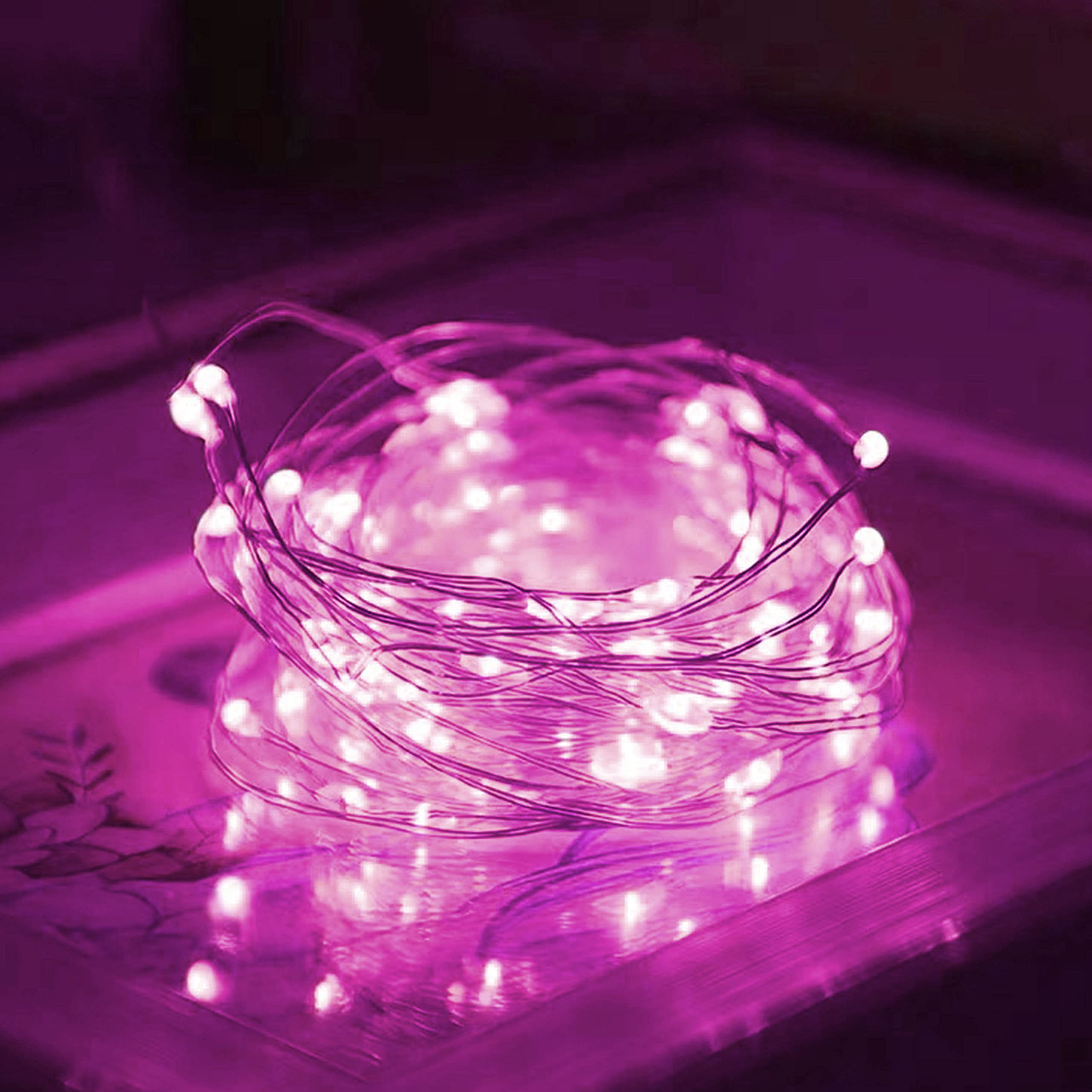 30 LED Fairy String Lights - 10 Pack Battery Operated Silver Copper Wire Starry Lights for DIY, Party, Christmas, Wedding, Easter Decor - Pink | Perfect for Bedroom, Garden, Table & Holiday Decorations
