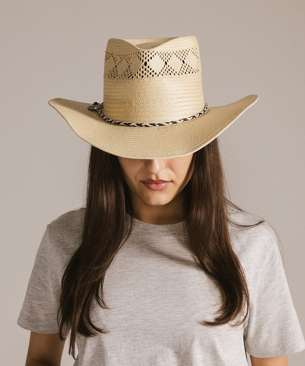 Braided Bolo Tassel Hat Band for Cowboy Hats - Western Style Leather Cord Accessory for Men & Women - Perfect for Rodeo, Country Music Festivals & Outdoor Adventures