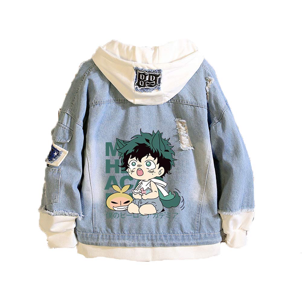 NECHARI Denim Jacket with Hood - Trendy Pullover Sweatshirt for Teens | Casual Streetwear & Cosplay Costume | Perfect for School, Parties, and Everyday Wear