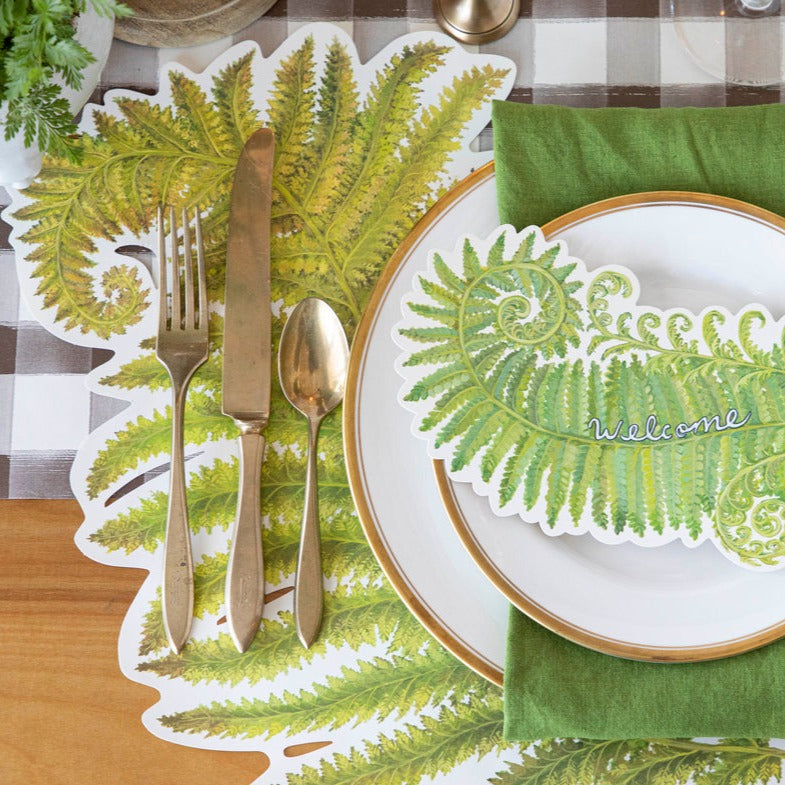 Eco-Friendly Die-Cut Fern Placemats Set of 4 - Natural Fiber Table Mats for Dining, Kitchen, and Party Decor - Perfect for Farmhouse, Boho, and Spring Table Settings