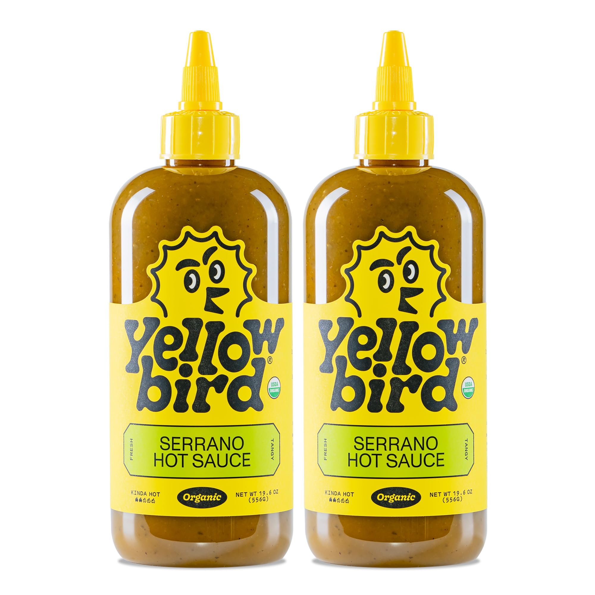 Organic Serrano Pepper Hot Sauce - Mild Green Hot Sauce with Serrano Peppers, Cucumber, Garlic & Lime - Vegan, Gluten-Free - 19.6oz (2-Pack) - Perfect for Tacos, Wings & Grilling