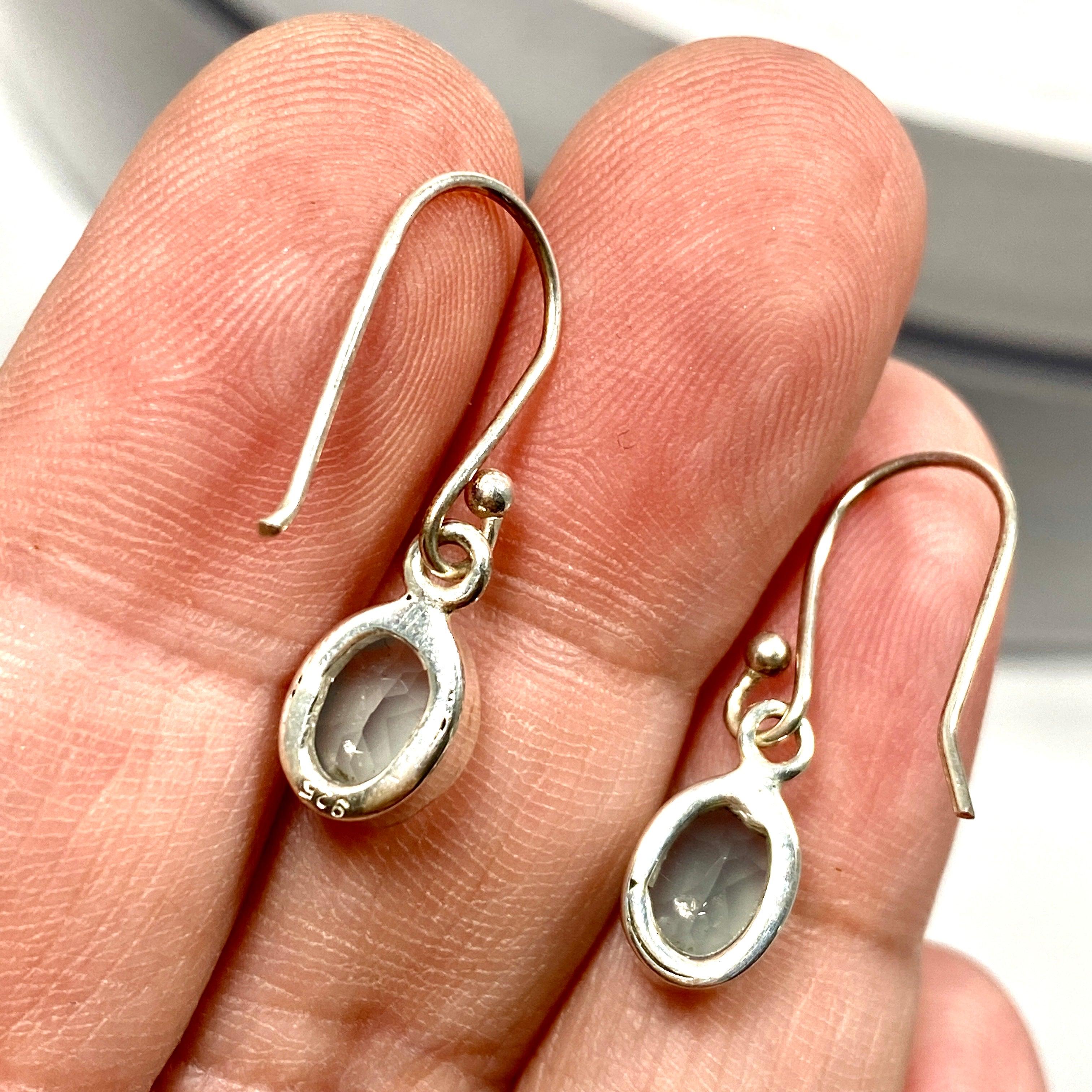 Blue Chalcedony Petite Oval Faceted Earrings R2363 BCO - Elegant Gemstone Jewelry for Women, Perfect for Parties & Special Occasions