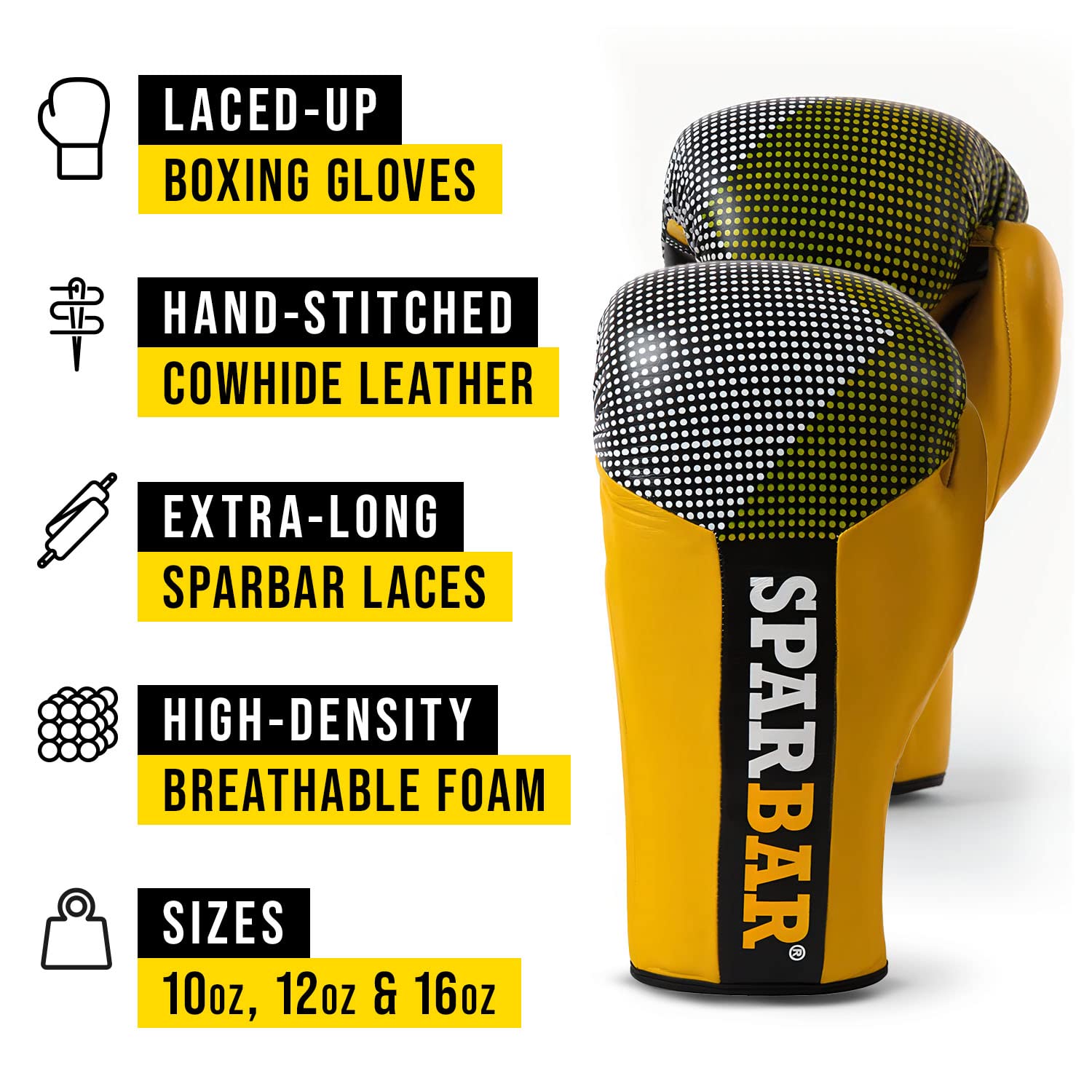 SB1 Laced Boxing Gloves - Premium 100% Leather Sparring Gloves for Punching Bag Training, Workout Gloves with Wrist Support for Boxing, Kickboxing & Muay Thai | Ideal for Gym, Home Workouts & Martial Arts Practice