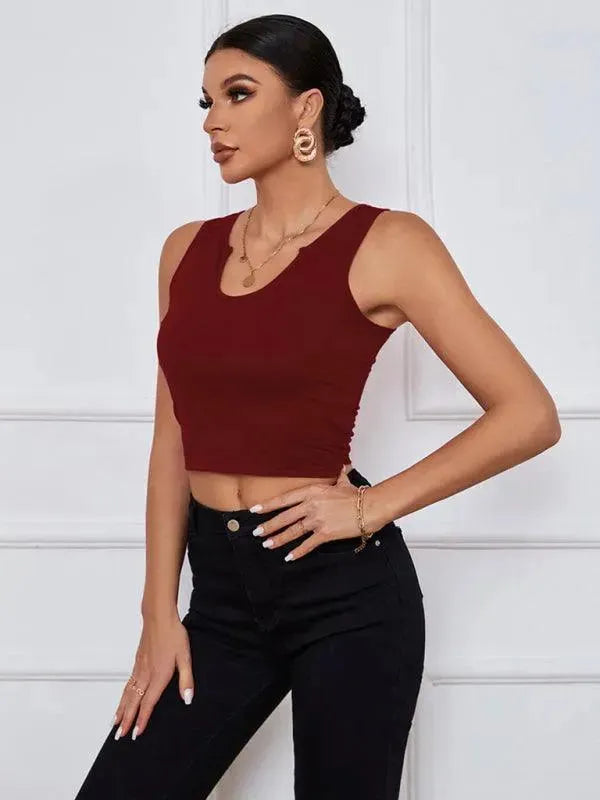 Y Neckline Knit Tank Top for Women - Summer Casual Sleeveless Blouse - Perfect for Beach, Vacation & Everyday Wear