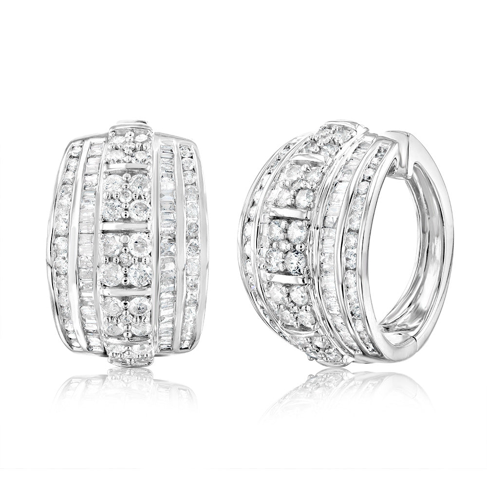2.9 Carats Genuine Diamond Hoop Earrings in 925 Sterling Silver - Elegant Jewelry for Women, Perfect for Weddings, Parties & Special Occasions