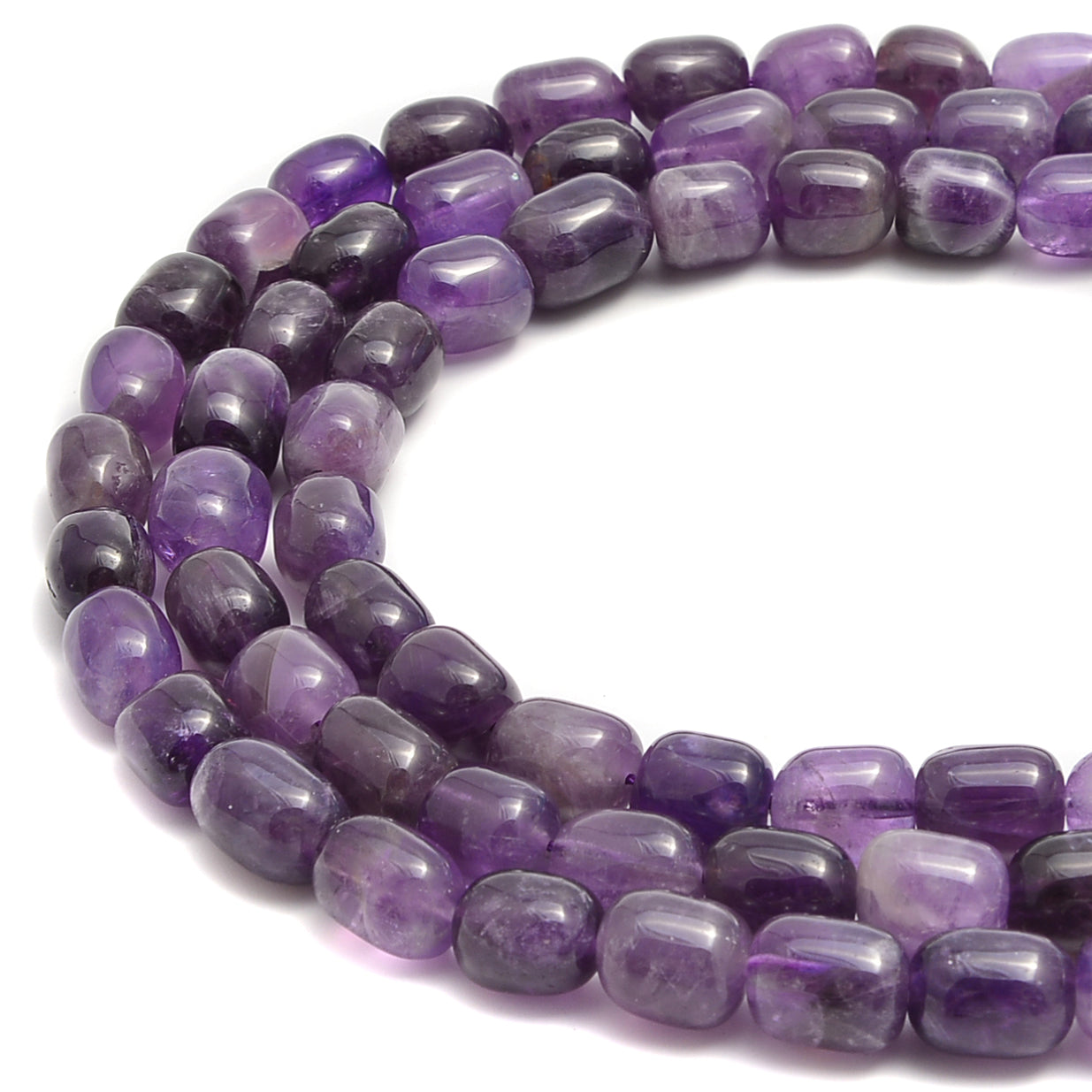 Natural Amethyst Smooth Pebble Nugget Barrel Drum Beads - 9x12mm Size, 15.5 Inch Strand for Jewelry Making, DIY Crafts, Bracelets & Necklaces - Perfect for Healing Crystal Jewelry, Meditation & Gift Giving