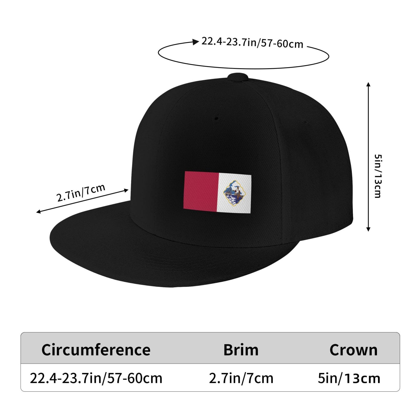 Cecil County Maryland Flag Snapback Hat - Adjustable Baseball Cap for Men & Women - Flat Bill Brim Hat for Outdoor Sports & Casual Wear