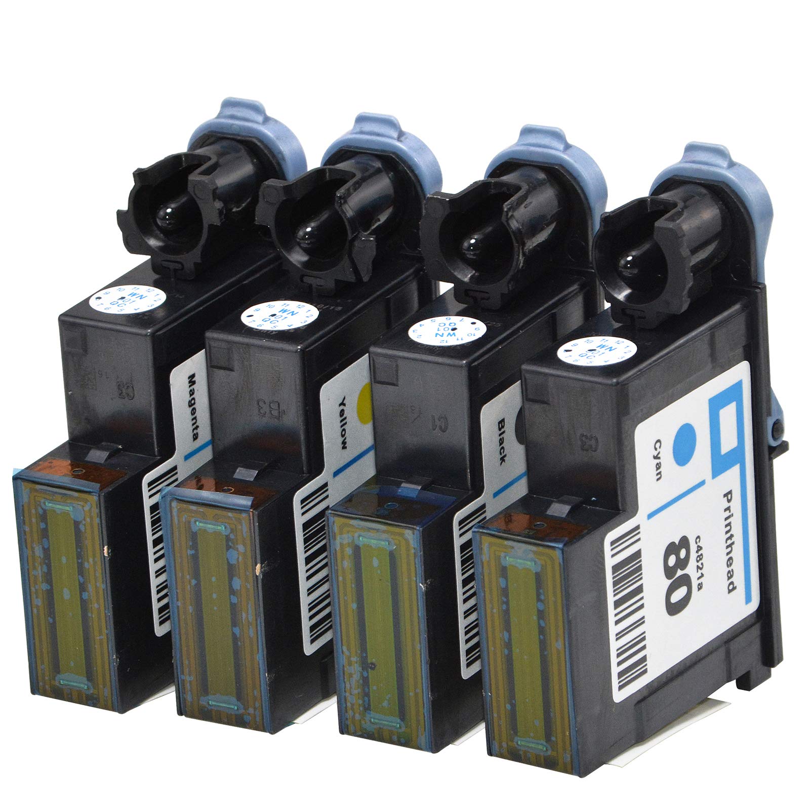 4-Pack HP 80 Printhead with New Updated Chips - Compatible for HP DesignJet 1050C/1050C Plus/1055C/1055CM/1055CM Plus Printers - Perfect for Office Printing, CAD Drawings & Large Format Graphics