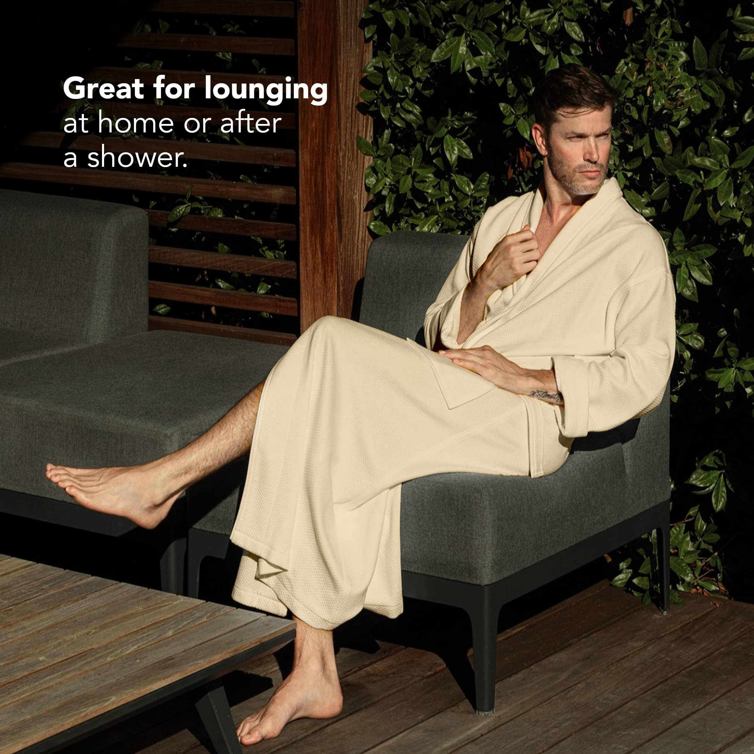 Boca Terry Men's Soft Waffle Knit Robe - Long Plush Spa Bathrobe for Men - Luxury Hotel & Resort Wear - Perfect for Relaxation, Lounging & After Shower Comfort