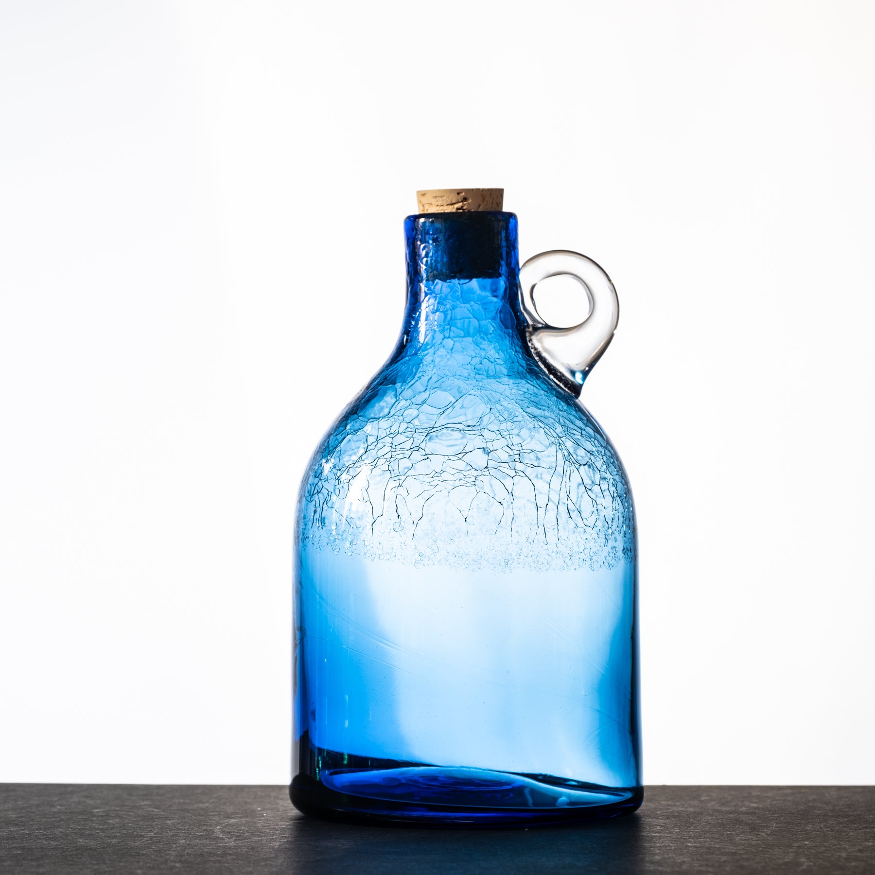 3115L Large Moonshine Jug with Handle - Premium Azure Blue Glass Distilling Container for Whiskey, Moonshine & Home Brewing - Perfect for Rustic Decor, Bar Display & Homemade Liquor Storage