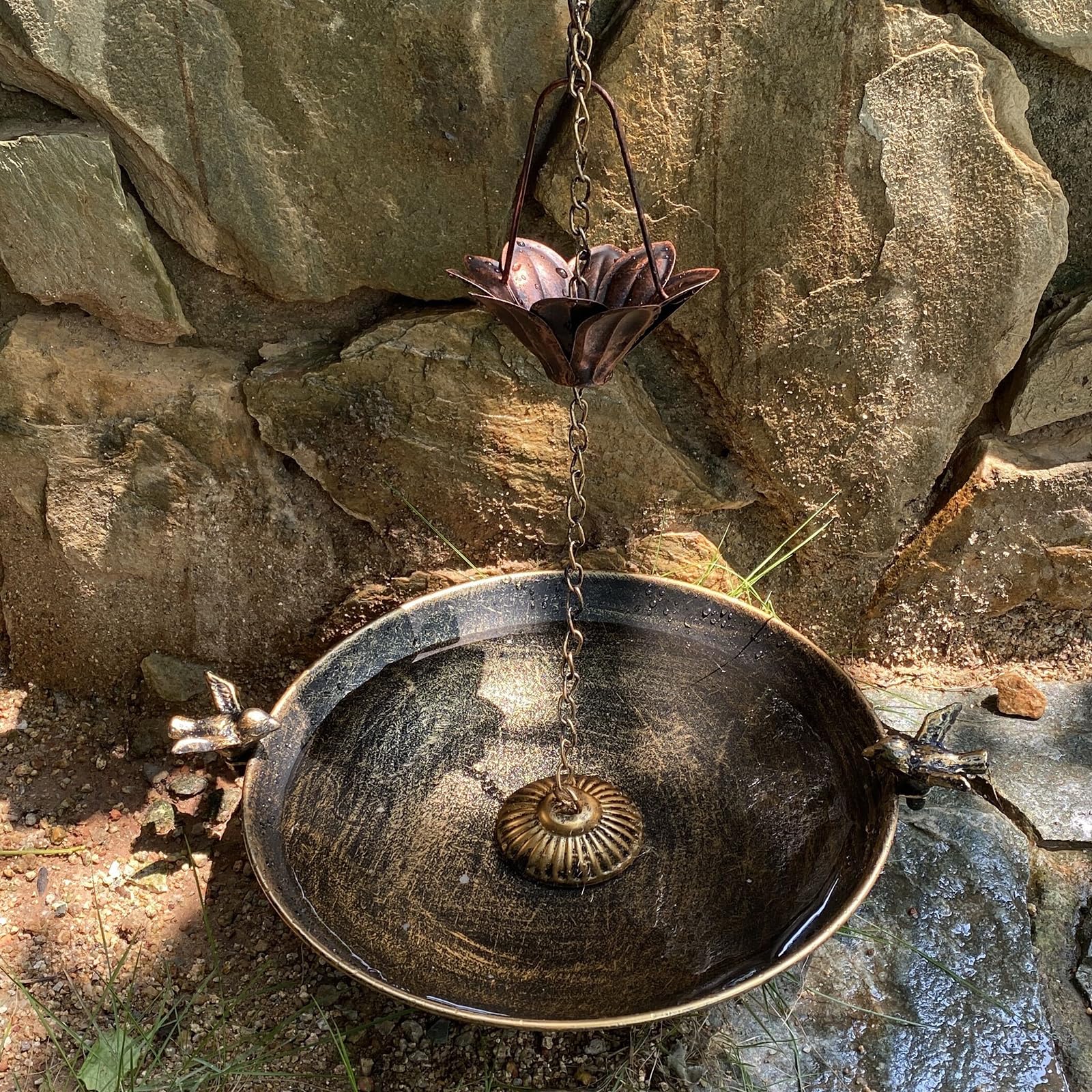 12.2 Inch Diameter Rain Chain Basin - Heavy Duty Replacement for Standard Rain Chain Anchors, Outdoor Garden & Yard Decoration - Perfect for Downspout Drainage & Japanese Water Feature Landscaping