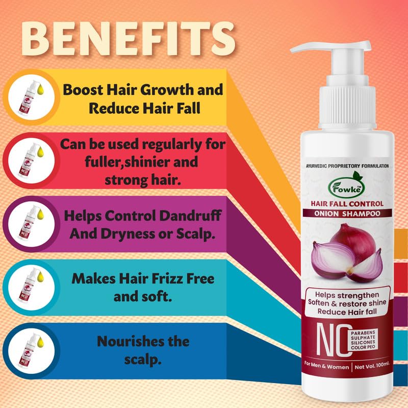 Onion Hair Shampoo Pack of 2 | Sulfate-Free Shampoo for Strong, Shiny & Healthy Hair | Reduces Hair Fall Up to 100% | Strengthens, Softens & Restores Natural Shine | Perfect for Daily Hair Care & Scalp Nourishment