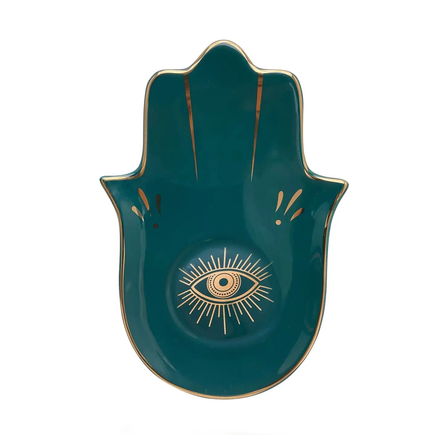Handmade Green Ceramic Evil Eye Curio Dish - Small Decorative Trinket Tray for Jewelry, Keys & Coins - Perfect for Home Decor, Gift Giving & Spiritual Protection