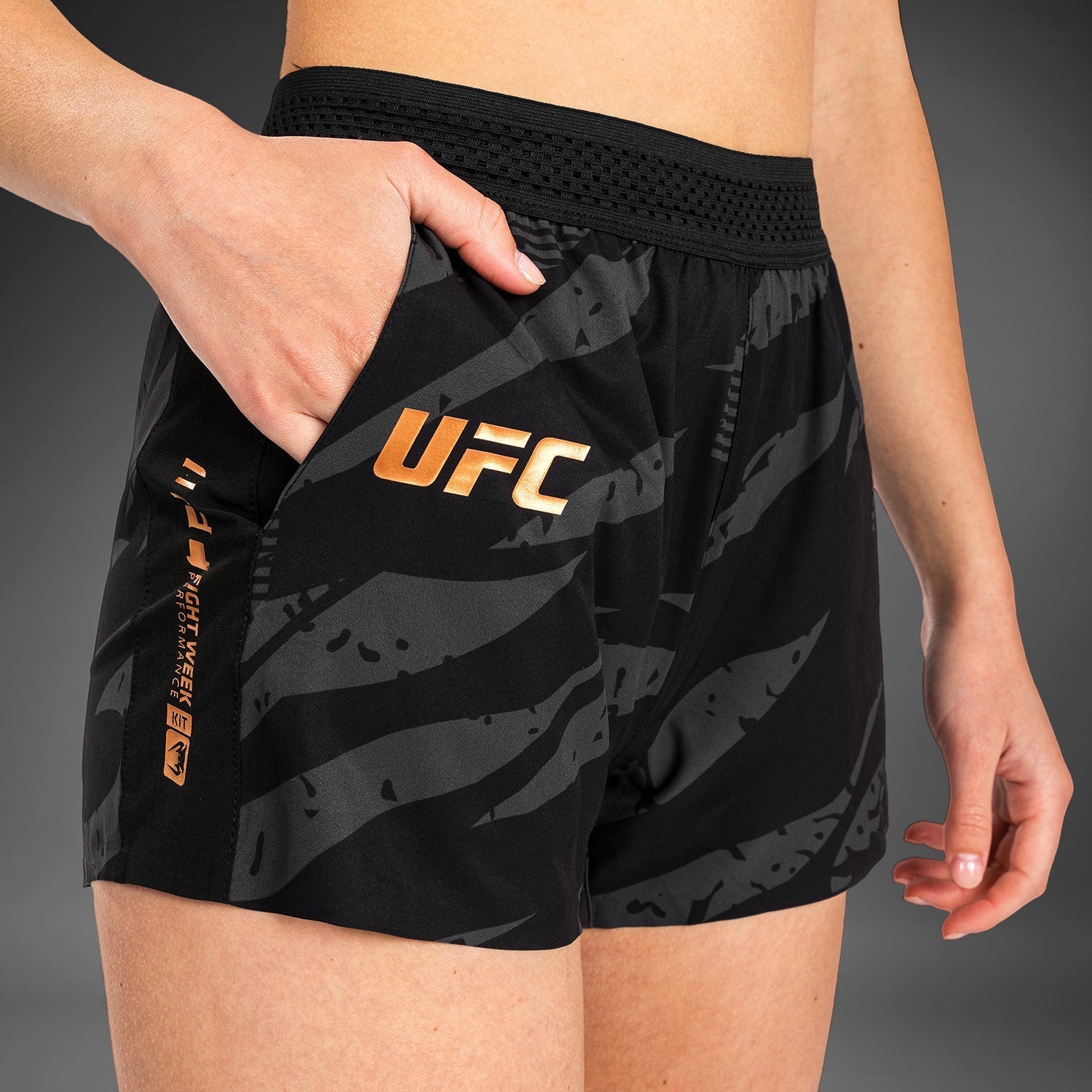 Venum UFC Adrenaline Fight Week Women's Performance Shorts - Urban Camo Print, Breathable & Quick-Dry for MMA Training & Gym Workouts