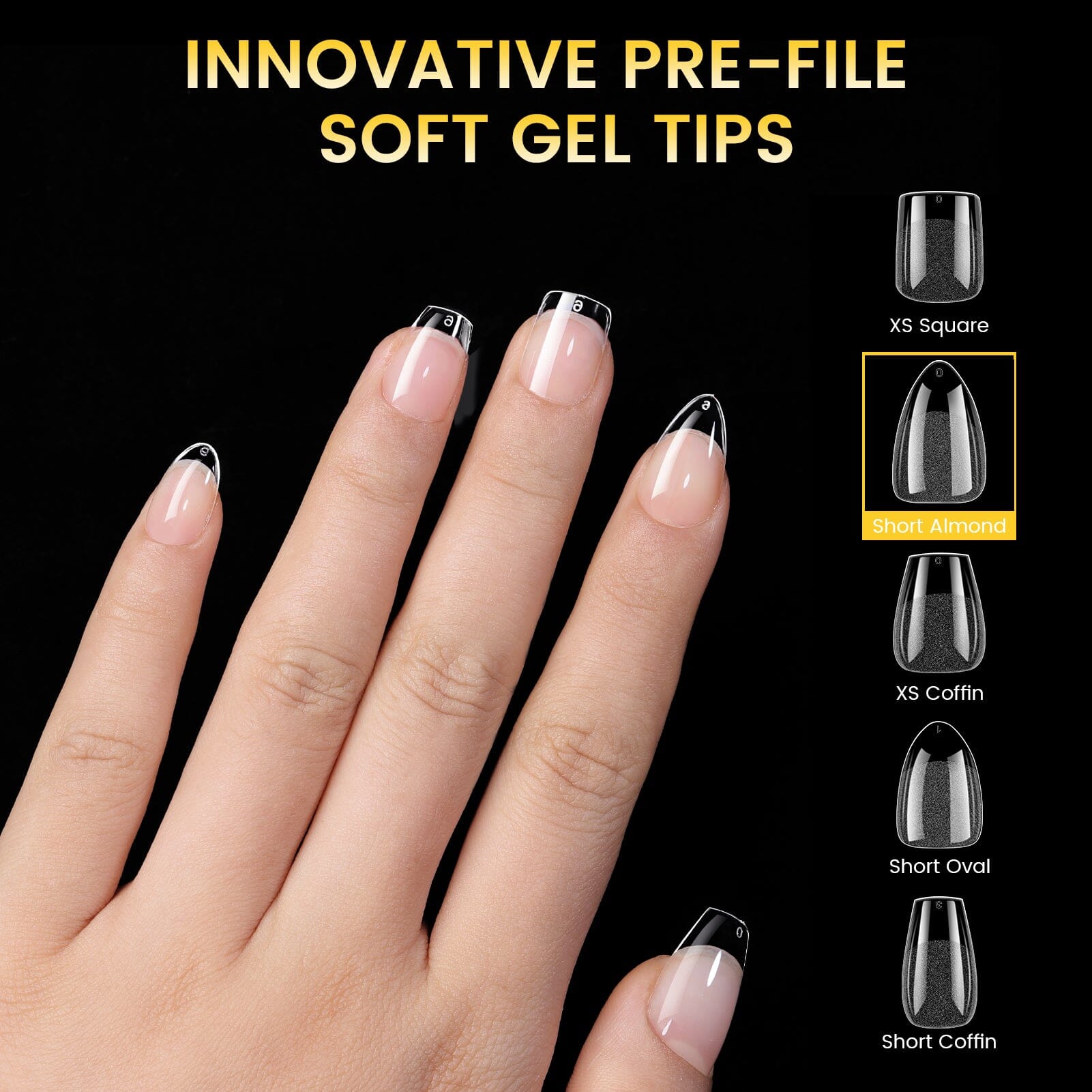 288pcs Short Almond Pre-Filed Nail Tips - 12 Sizes for Natural Look - Perfect for DIY Manicure, Salon & Nail Art