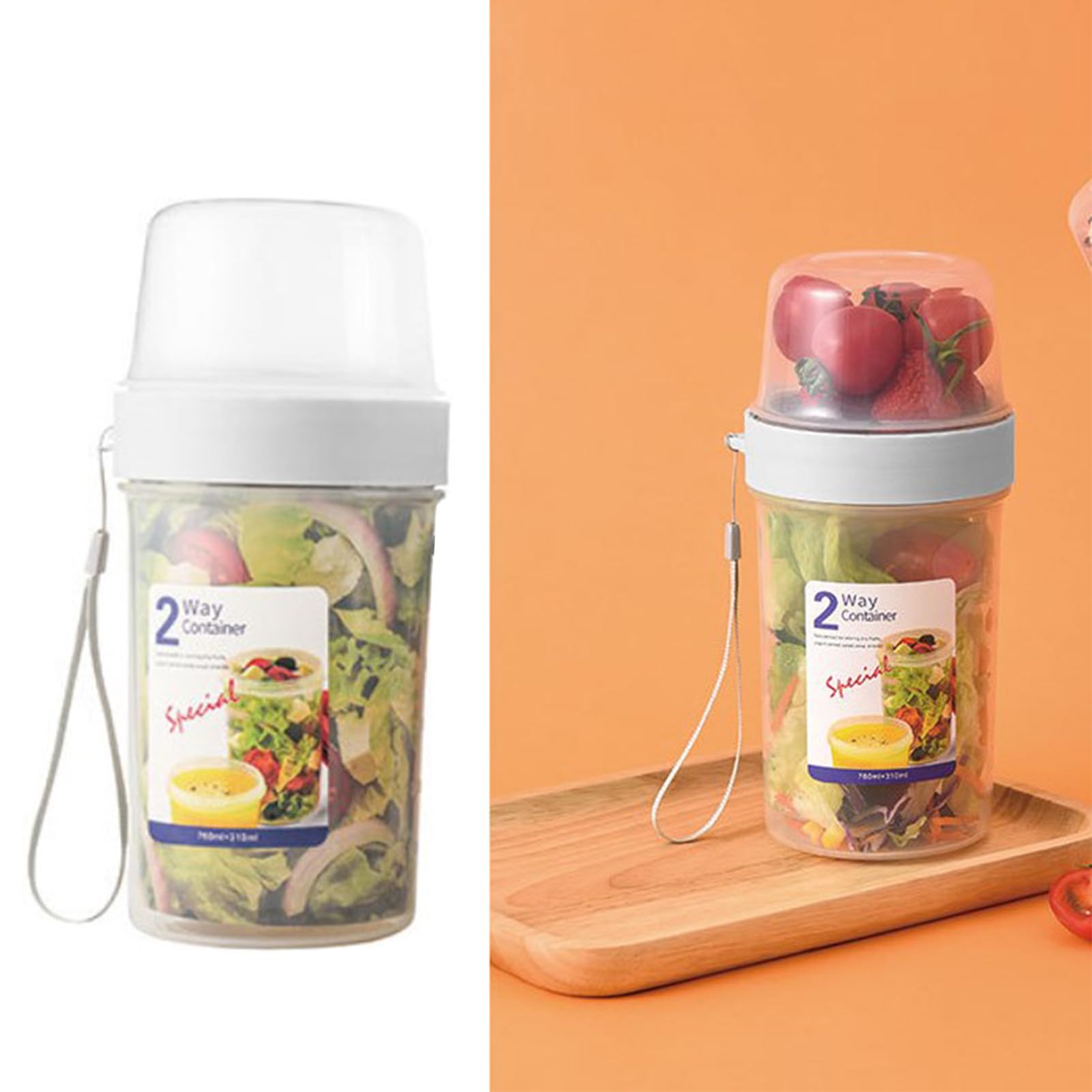 Portable Reusable Breakfast Cups with Lids - Double Layer Food Container for Yogurt, Cereal, Fruit, Milk & Oats | Ideal for On-The-Go Meals, Office Lunch, Picnics & Travel