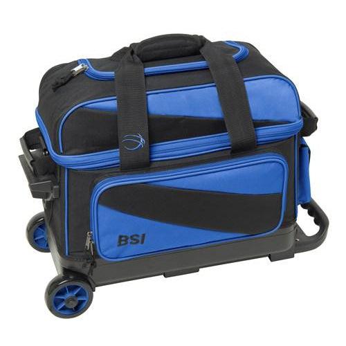 BSI 2 Ball Roller Bowling Bag - Black & Blue for Easy Transport to Bowling Alley | Perfect for League Play & Tournament Travel