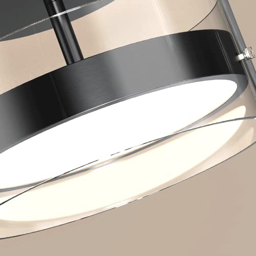3000K LED Semi-Recessed Ceiling Light Fixture with Glass Shade - Warm White Close-to-Ceiling Lighting for Kitchen, Hallway, Bedroom, Bathroom & Farmhouse | Energy-Efficient Indoor Lighting Solution for Cozy Home Ambiance