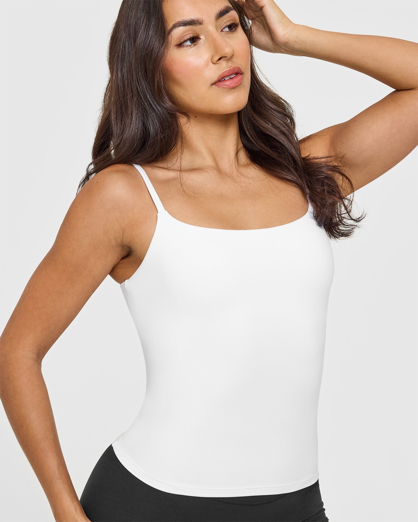 SoftMotion™ Strappy Vest with Built-in Bra Shelf - Women's Seamless Workout Top | White | Perfect for Yoga, Running & Gym