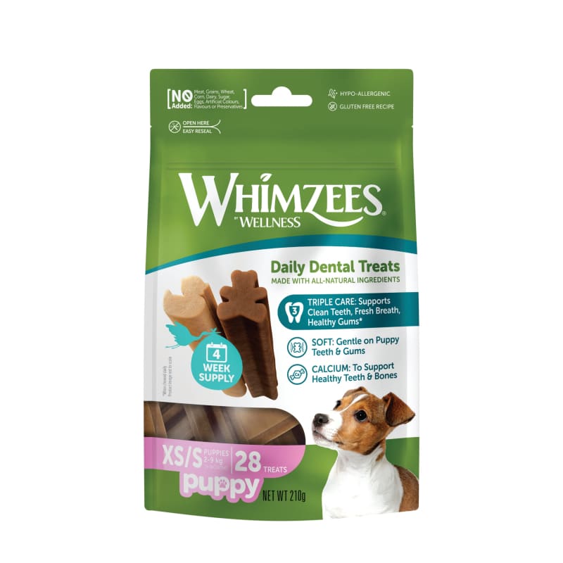 Whimzees Puppy Grain-Free Dental Dog Treats for Small Breeds (XS/S) 224g - Healthy Teeth Chews for Puppies, Vet Recommended for Oral Care & Fresh Breath - Perfect for Training Rewards and Daily Dental Hygiene