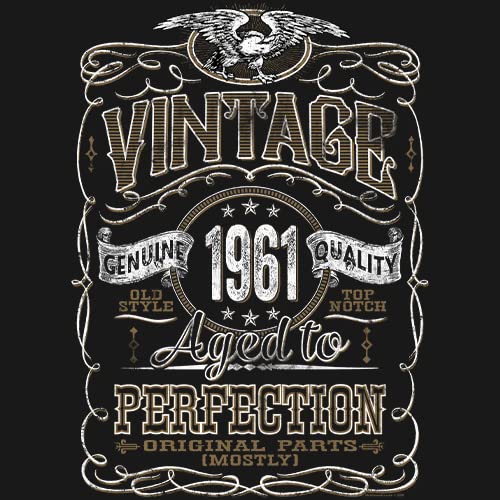 Vintage 1961 Aged to Perfection 64th Birthday Gift T-Shirt for Men - Funny 64 Year Old Present - Perfect for Birthday Parties & Milestone Celebrations
