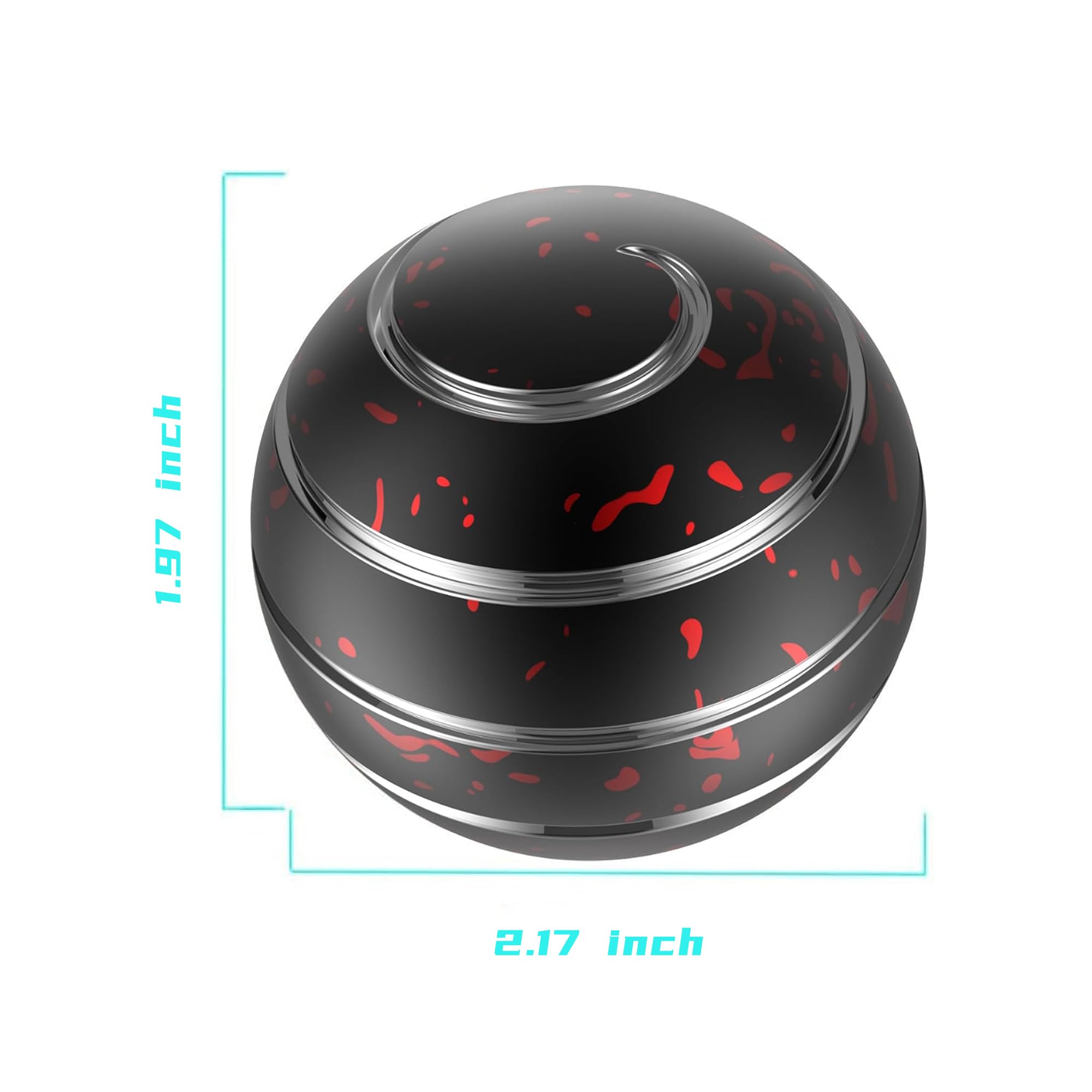 2.17'' Metal Fidget Spinner for Adults & Kids - Stress Relief Desk Toy for Office, Anxiety & ADHD - Kinetic Spinning Focus Tool (55MM, Black Red) - Perfect for Work, School & Home Use