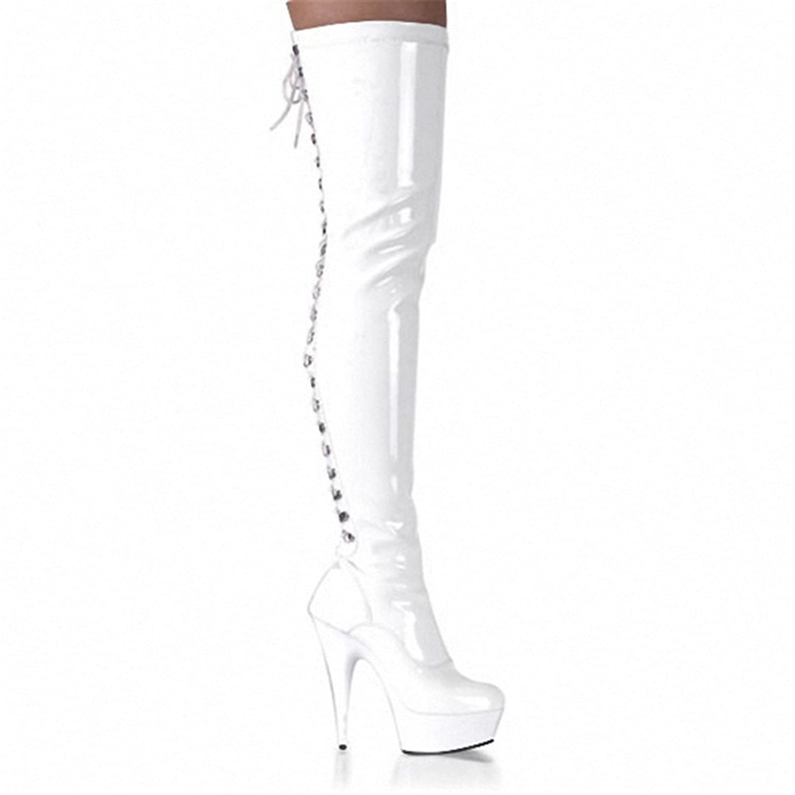 Bewinch Women's Sexy Over The Knee Thigh High Boots with Side Zipper & Lace Up - Fashionable Long Leather Boots for Model Catwalks, Nightclubs, Pole Dancing, Parties & Evening Outfits