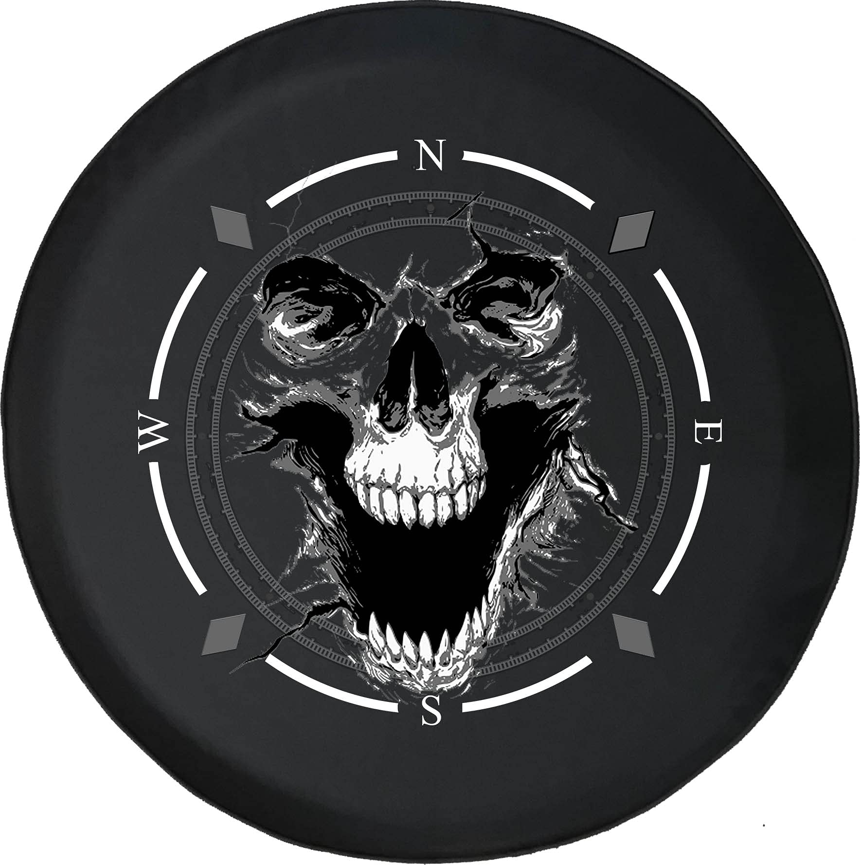 Premium American Unlimited Spare Tire Cover with Compass & Screaming Skull Design - Universal Fit for SUVs, Trailers, RVs & Most Vehicles | Durable Wheel Protection for Off-Road Adventures & Camping Trips