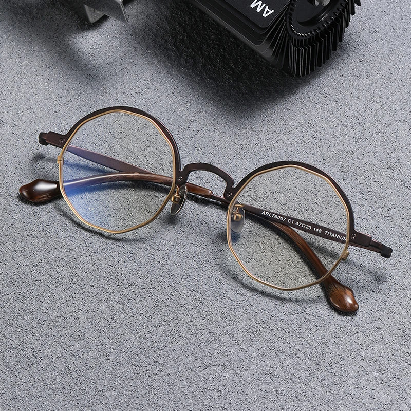 Stylish Unisex Black Titanium Eyeglasses T6067 - Lightweight Full Rim Round Frame for Men & Women | Perfect for Office, Reading & Fashion Accessories