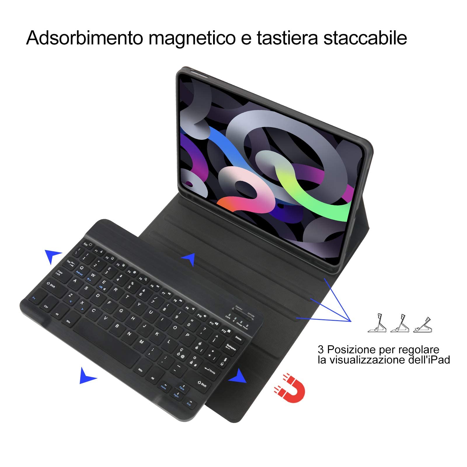 D DINGRICH Italian Keyboard Case for iPad Air 5th Gen 2022 / Air 4th Gen 2020 - Wireless Keyboard with Italian Layout for iPad Air 5/4 10.9