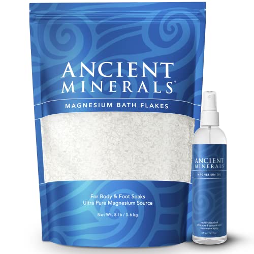 Pure Magnesium Bath Flakes & Oil Spray Set for Relaxation & Muscle Recovery - Epsom Salt Alternative for Stress Relief, Sleep Aid & Skin Hydration - Perfect for Post-Workout, Spa Day & Self-Care Routine
